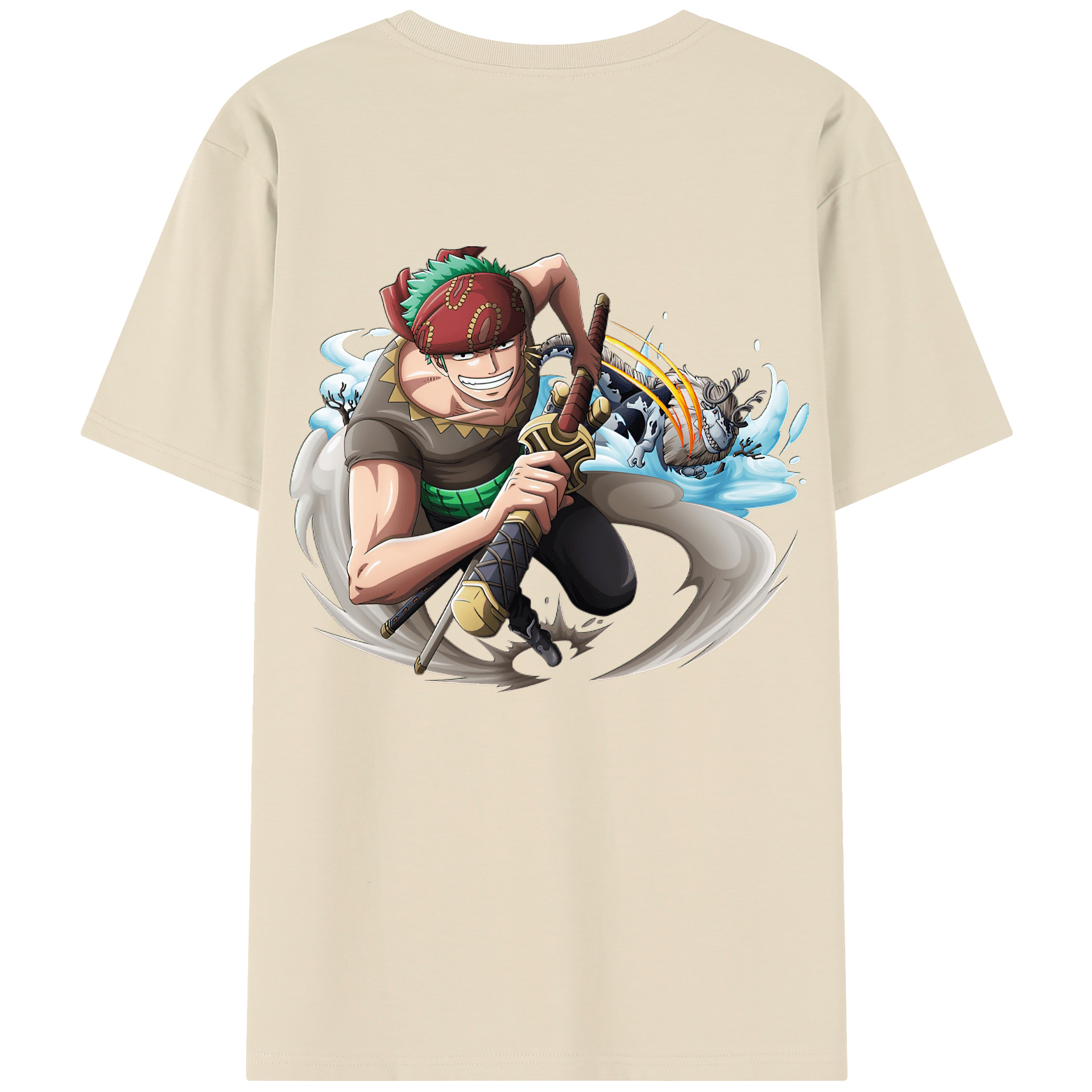 ワンピース ロロノア・ゾロ ONE PIECE Roronoa Zoro 綿100％半袖Tシャツ（背面プリント）