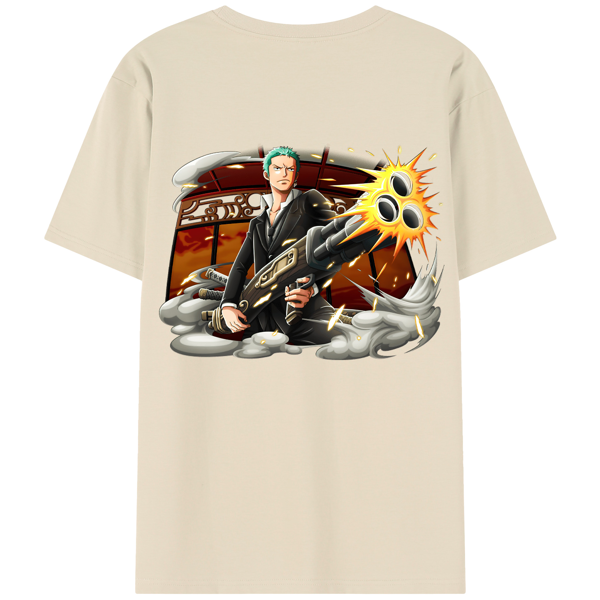 ワンピース ロロノア・ゾロ ONE PIECE Roronoa Zoro 綿100％半袖Tシャツ（背面プリント）