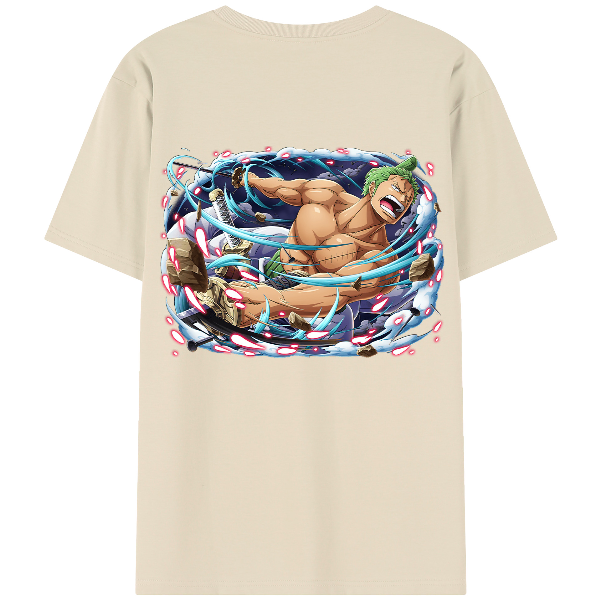 ワンピース ロロノア・ゾロ ONE PIECE Roronoa Zoro 綿100％半袖Tシャツ（背面プリント）