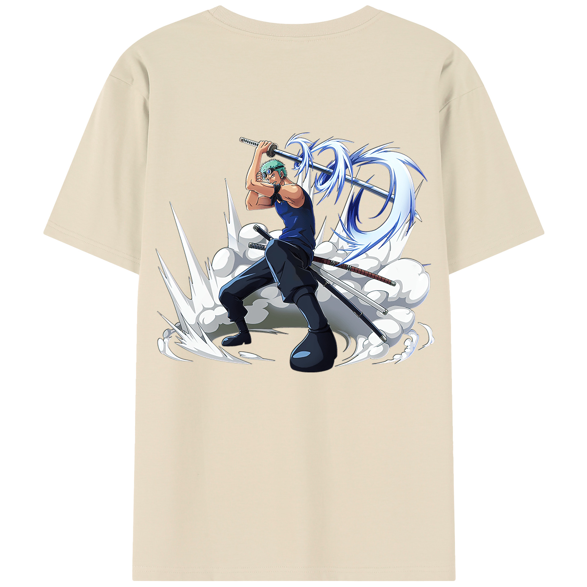 ワンピース ロロノア・ゾロ ONE PIECE Roronoa Zoro 綿100％半袖Tシャツ（背面プリント）