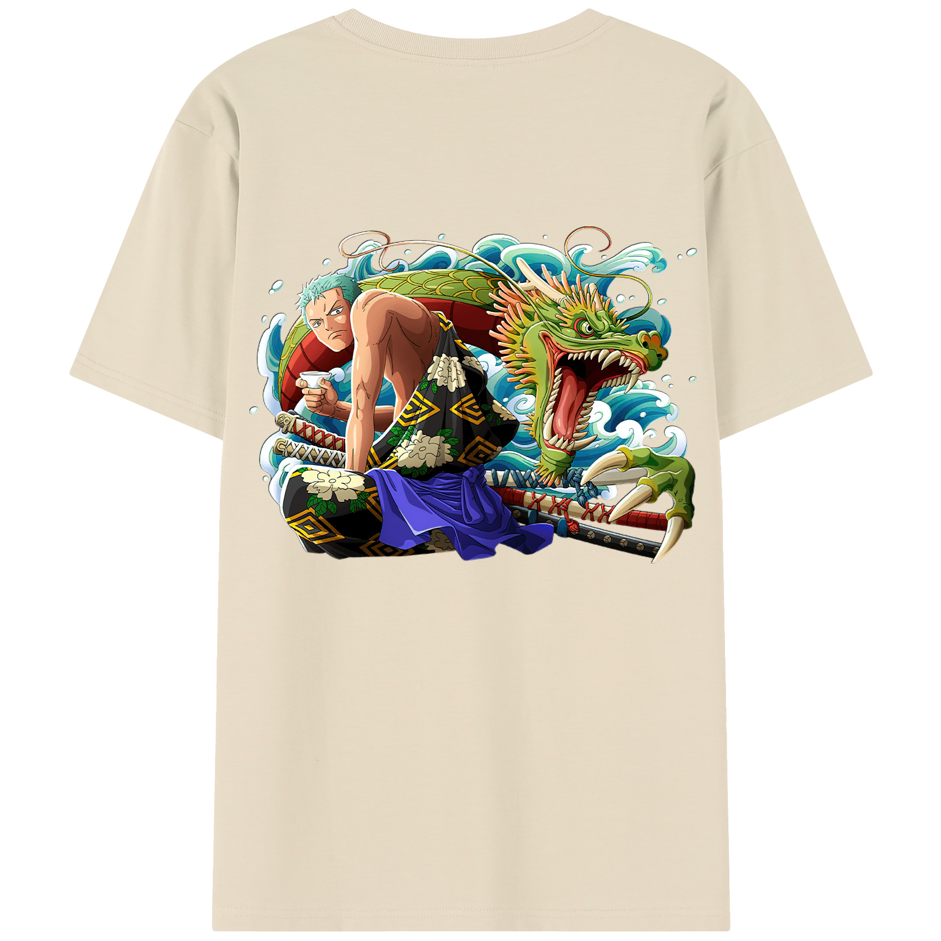 ワンピース ロロノア・ゾロ ONE PIECE Roronoa Zoro 綿100％半袖Tシャツ（背面プリント）