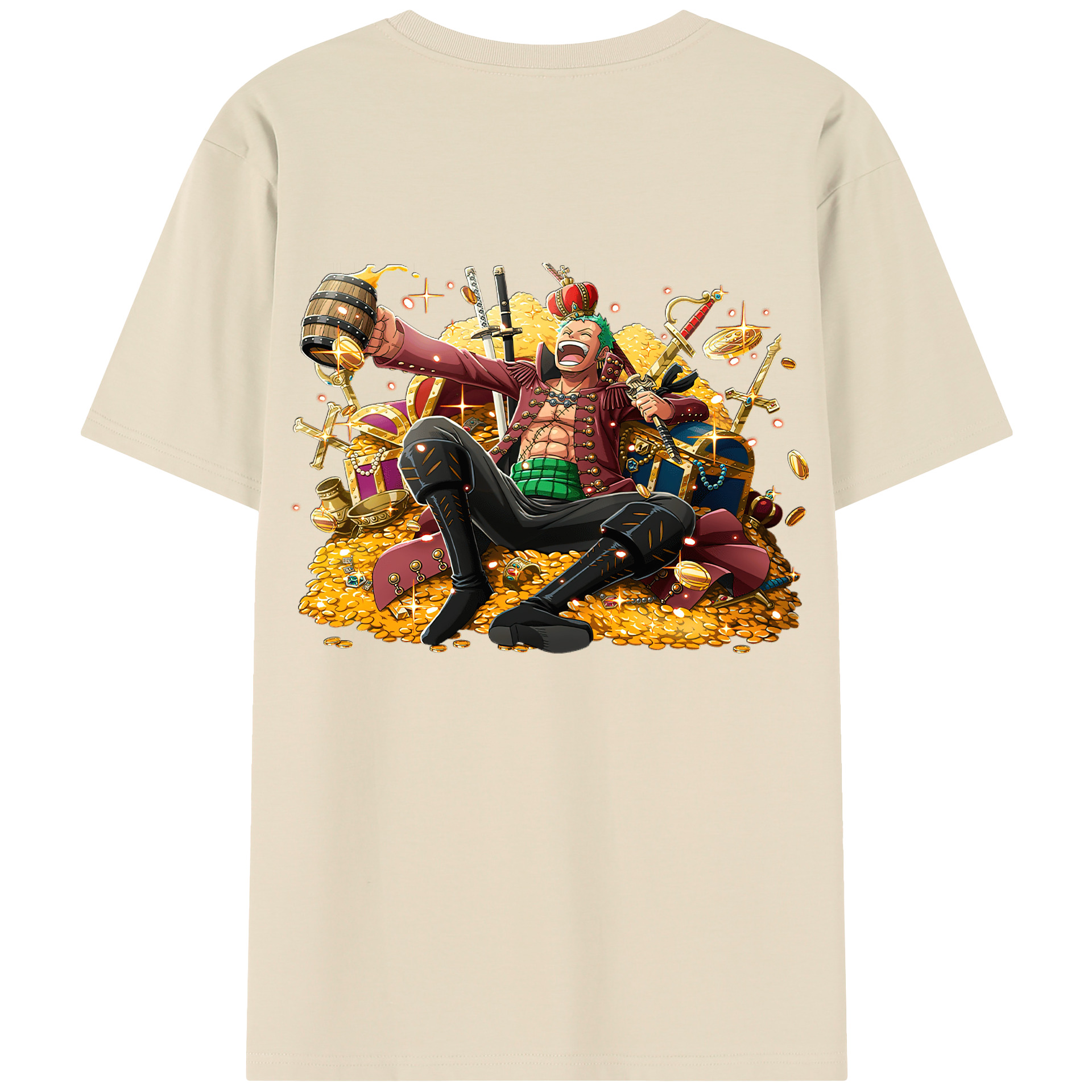 ワンピース ロロノア・ゾロ ONE PIECE Roronoa Zoro 綿100％半袖Tシャツ（背面プリント）