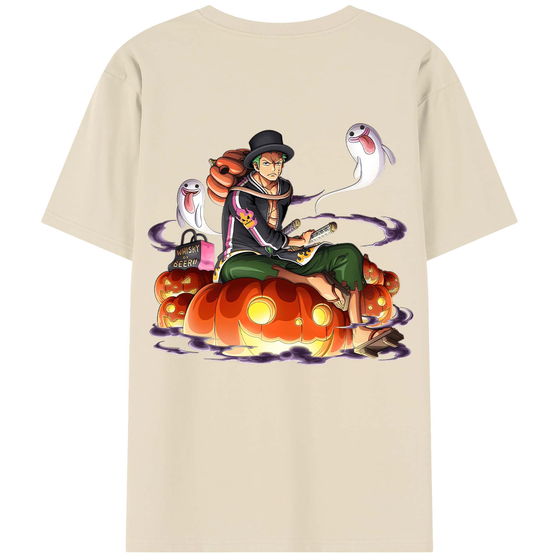 ワンピース ロロノア・ゾロ ONE PIECE Roronoa Zoro 綿100％半袖Tシャツ（背面プリント）