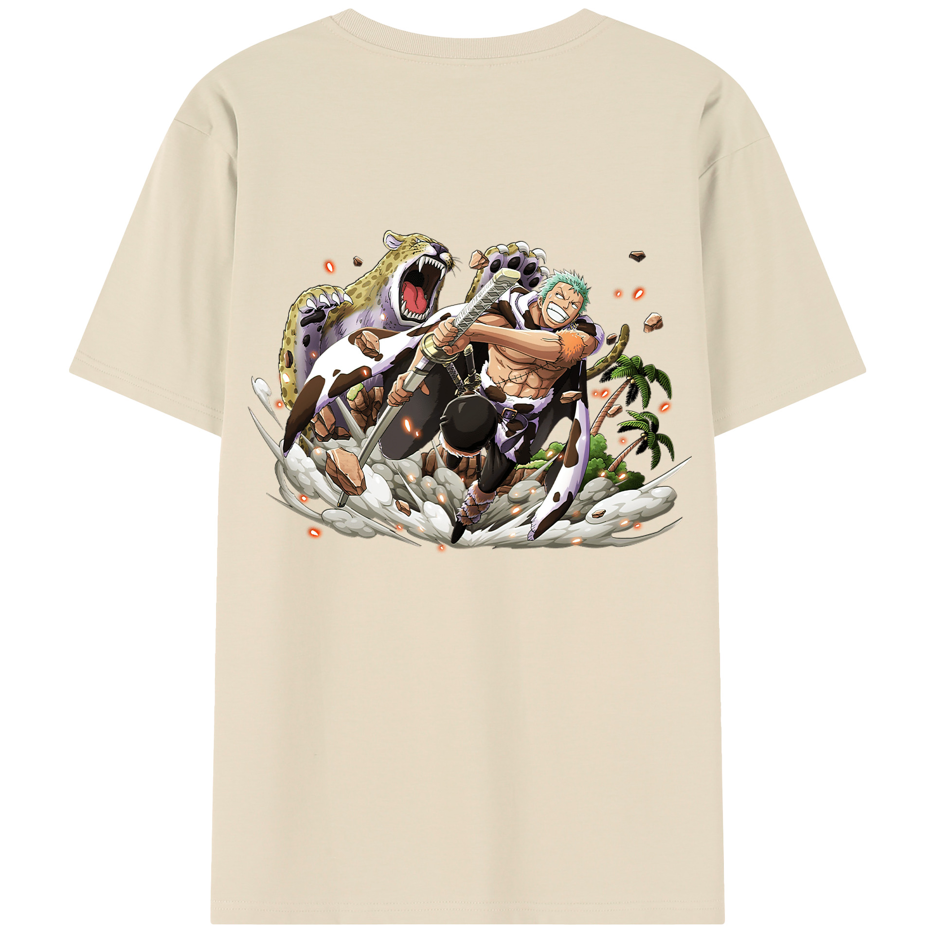 ワンピース ロロノア・ゾロ ONE PIECE Roronoa Zoro 綿100％半袖Tシャツ（背面プリント）