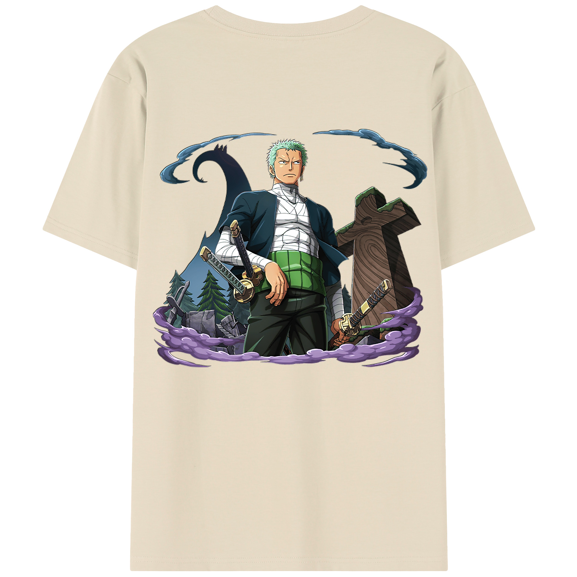 ワンピース ロロノア・ゾロ ONE PIECE Roronoa Zoro 綿100％半袖Tシャツ（背面プリント）