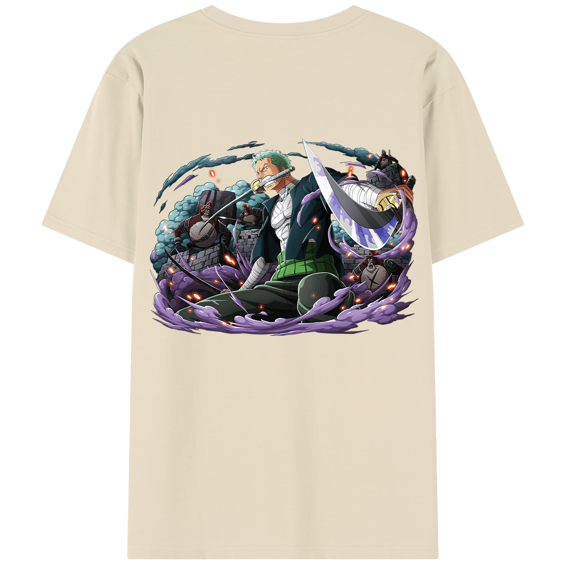 ワンピース ロロノア・ゾロ ONE PIECE Roronoa Zoro 綿100％半袖Tシャツ（背面プリント）