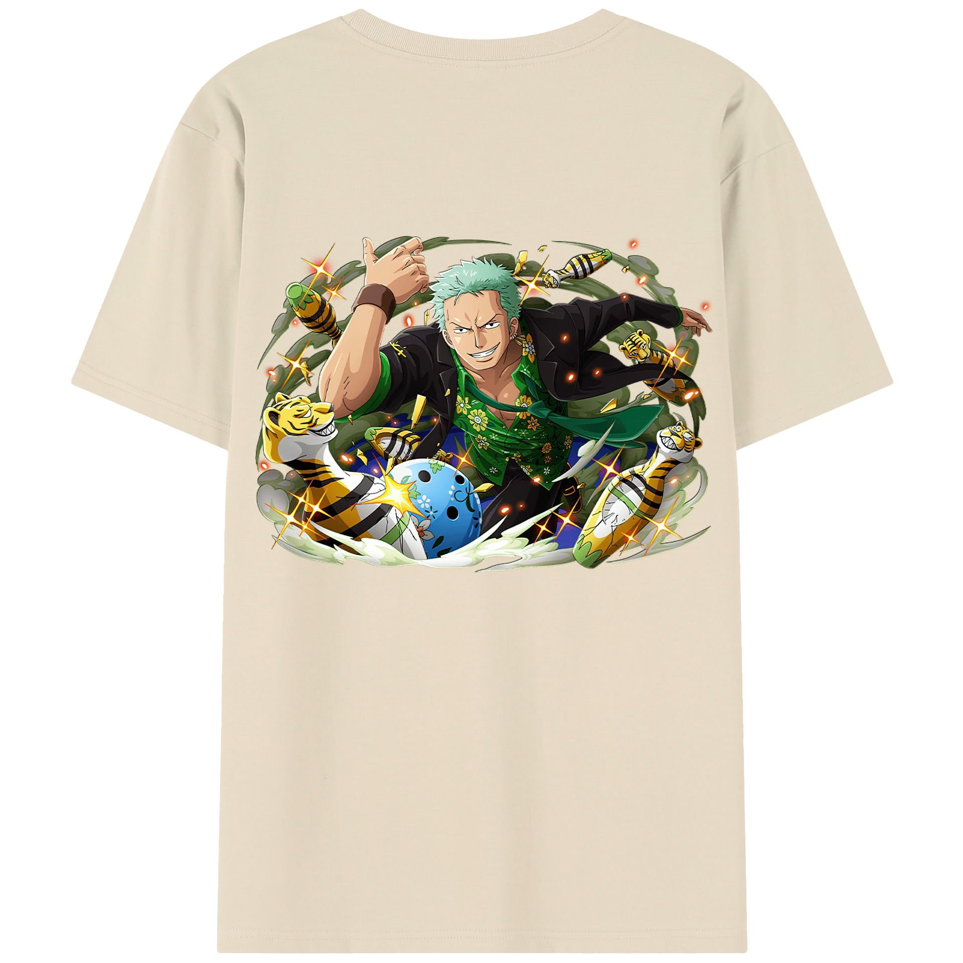 ワンピース ロロノア・ゾロ ONE PIECE Roronoa Zoro 綿100％半袖Tシャツ（背面プリント）