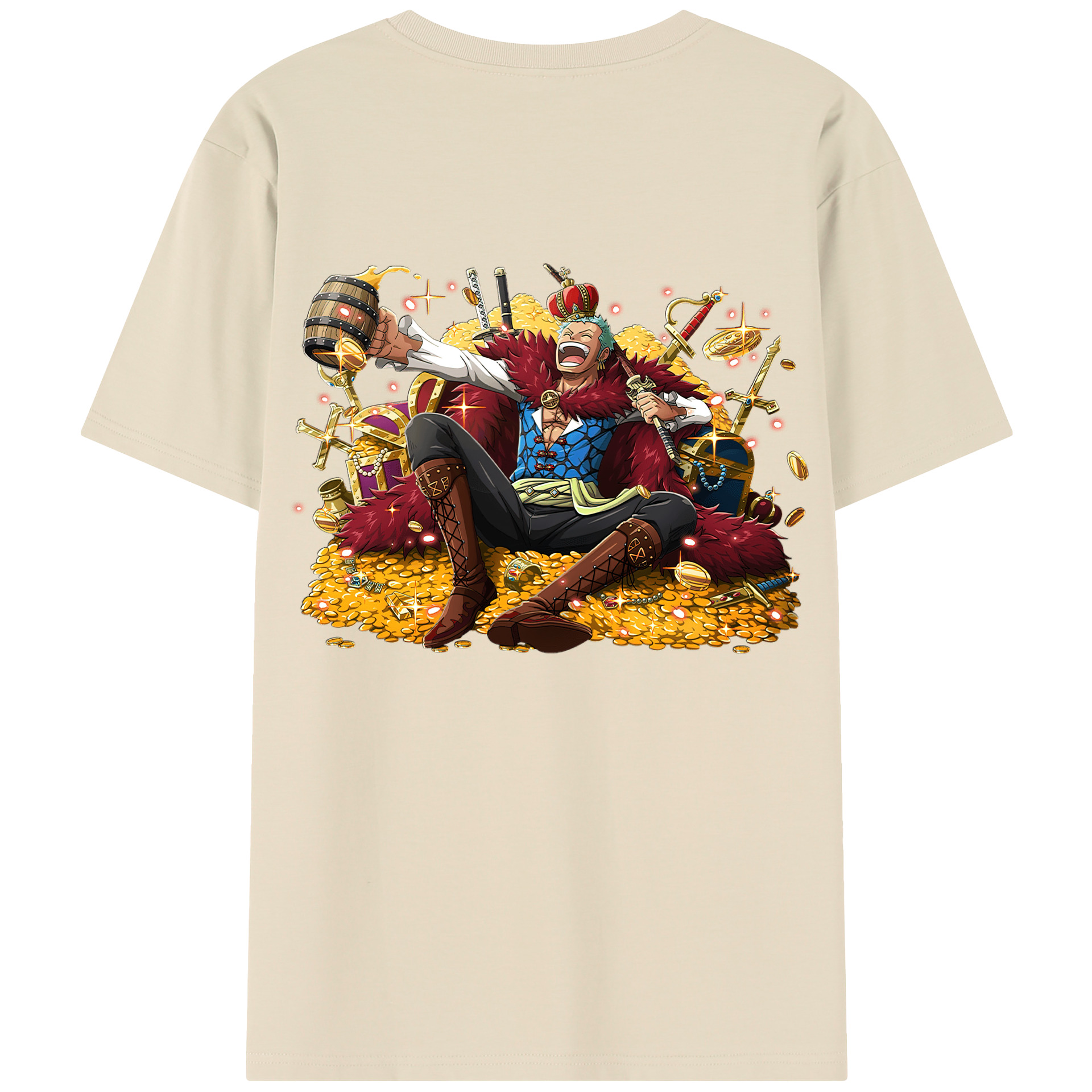 ワンピース ロロノア・ゾロ ONE PIECE Roronoa Zoro 綿100％半袖Tシャツ（背面プリント）