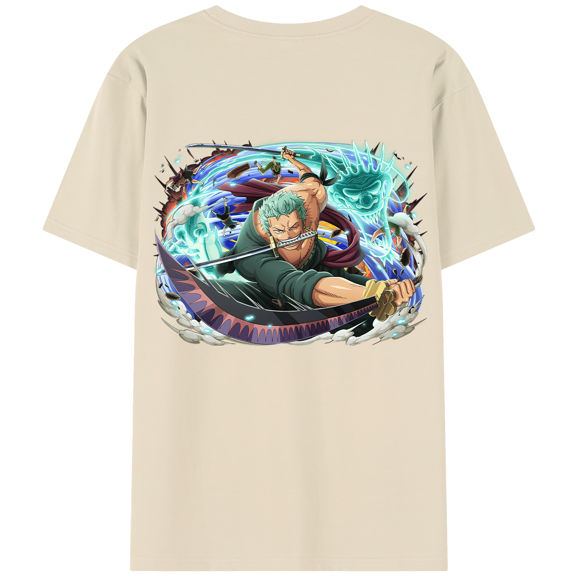 ワンピース ロロノア・ゾロ ONE PIECE Roronoa Zoro 綿100％半袖Tシャツ（背面プリント）