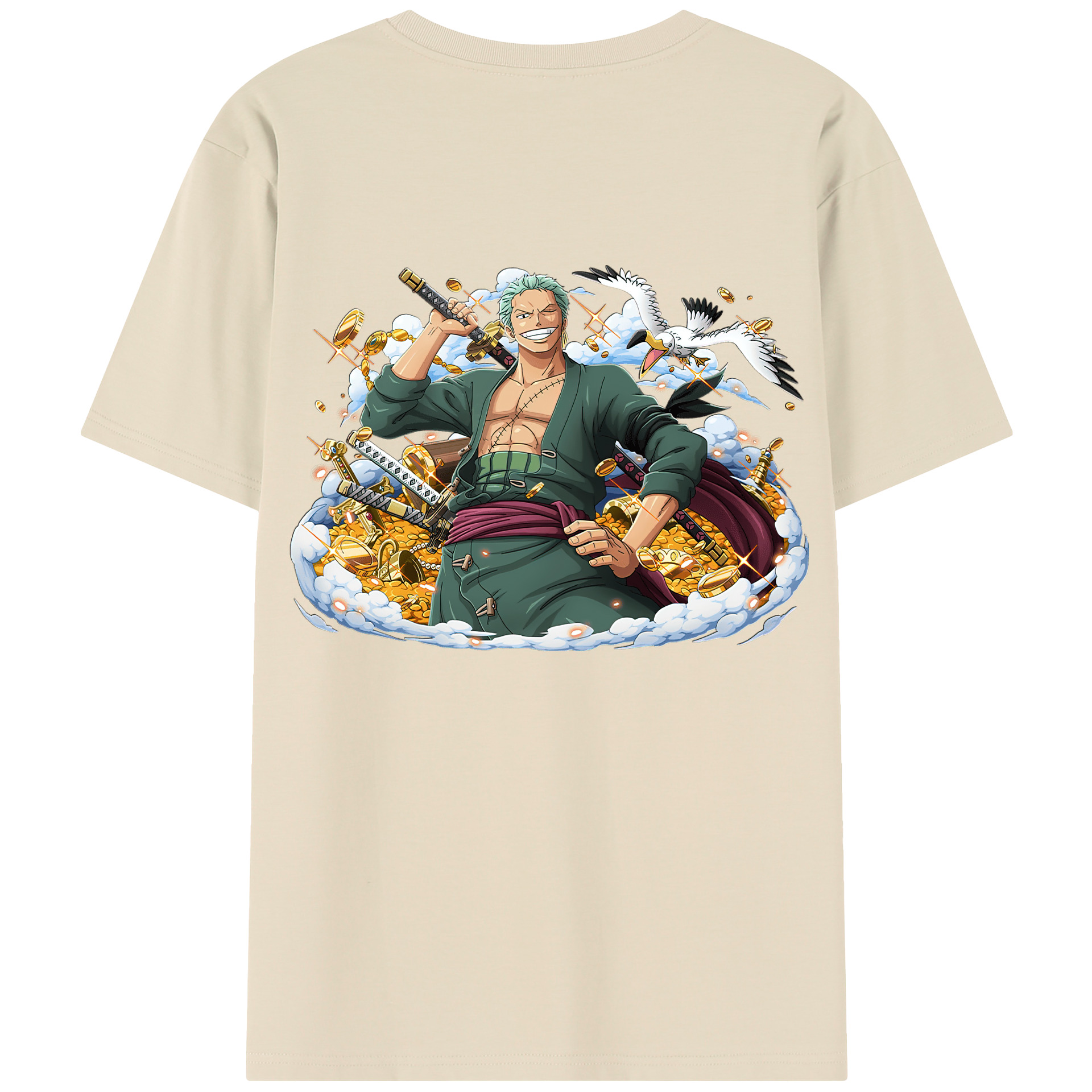 ワンピース ロロノア・ゾロ ONE PIECE Roronoa Zoro 綿100％半袖Tシャツ（背面プリント）