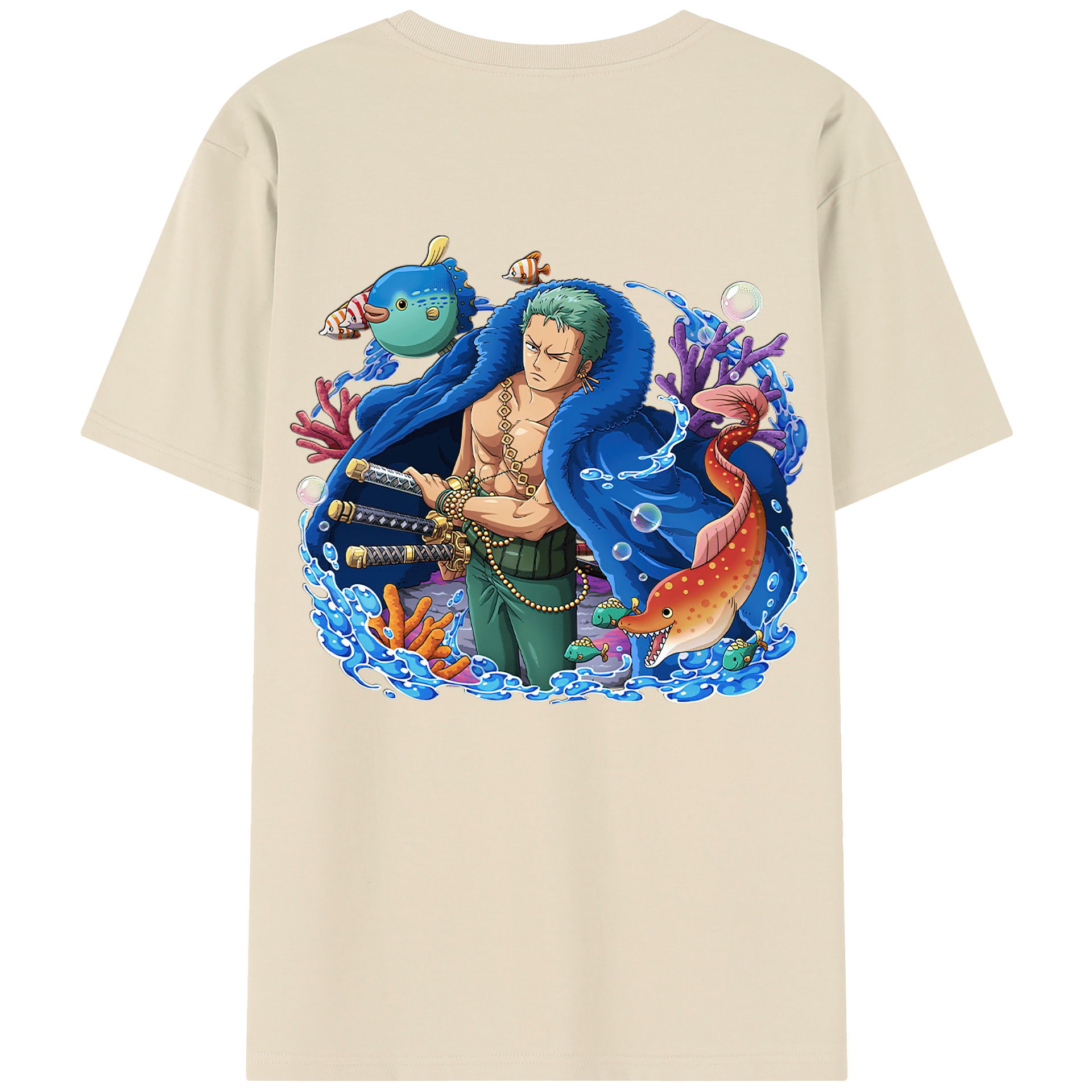 （画像用） ワンピース ロロノア・ゾロ ONE PIECE Roronoa Zoro 綿100％半袖Tシャツ（背面プリント）