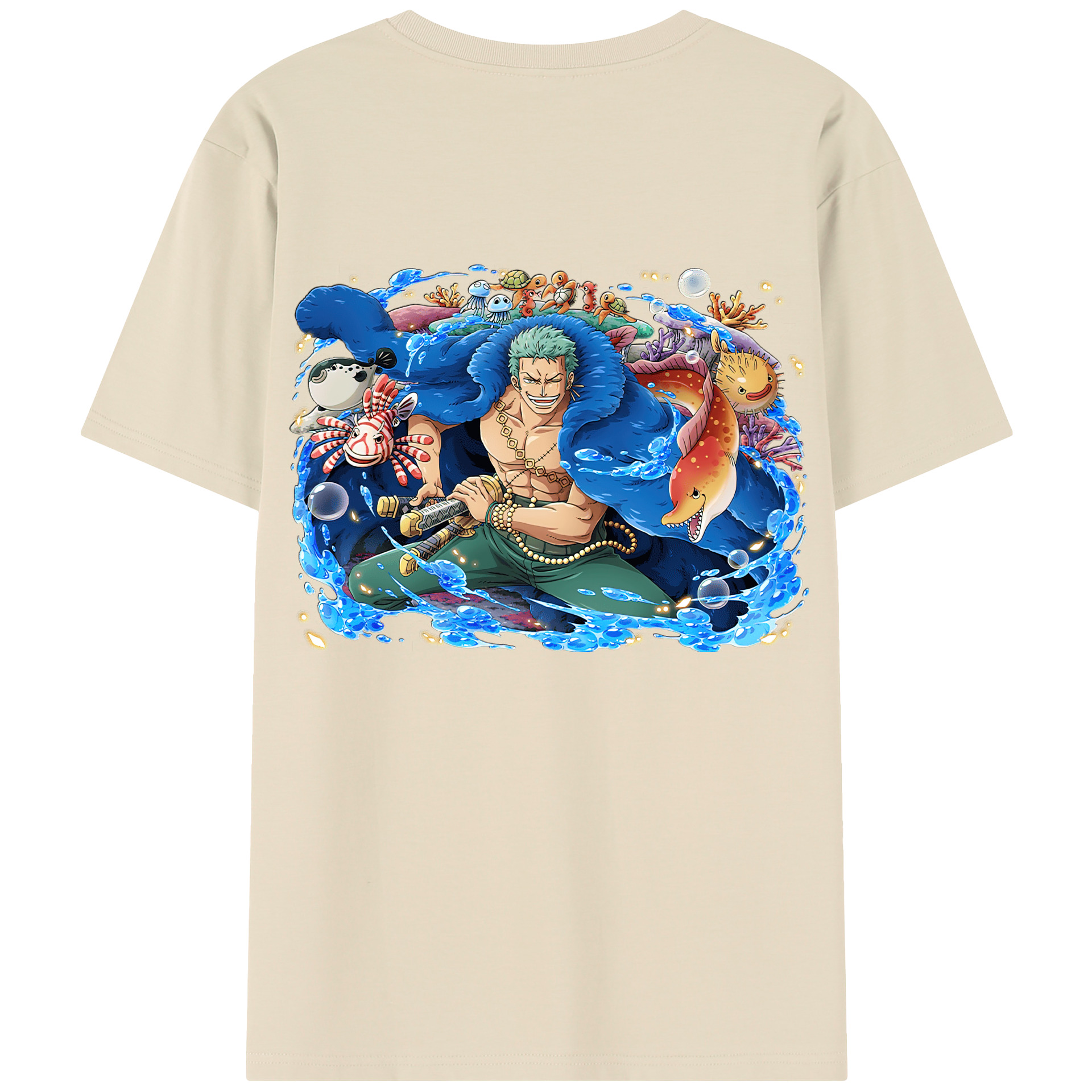 ワンピース ロロノア・ゾロ ONE PIECE Roronoa Zoro 綿100％半袖Tシャツ（背面プリント）