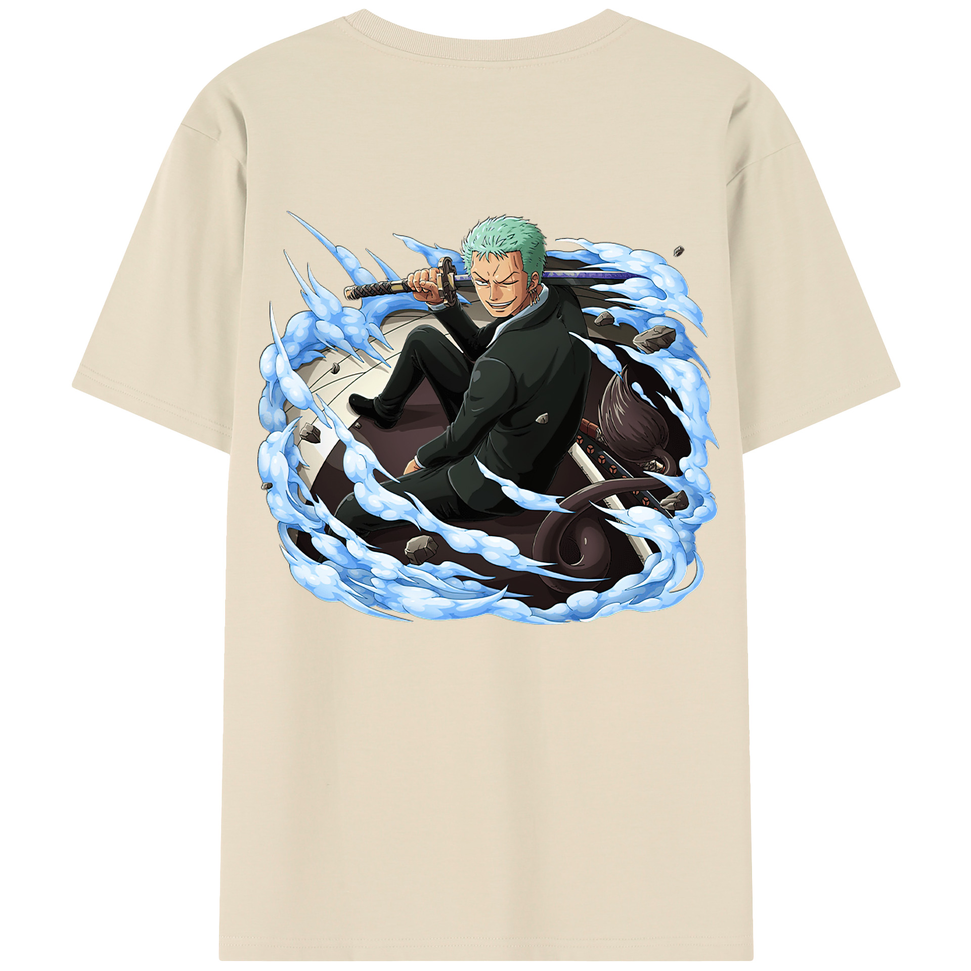 ワンピース ロロノア・ゾロ ONE PIECE Roronoa Zoro 綿100％半袖Tシャツ（背面プリント）
