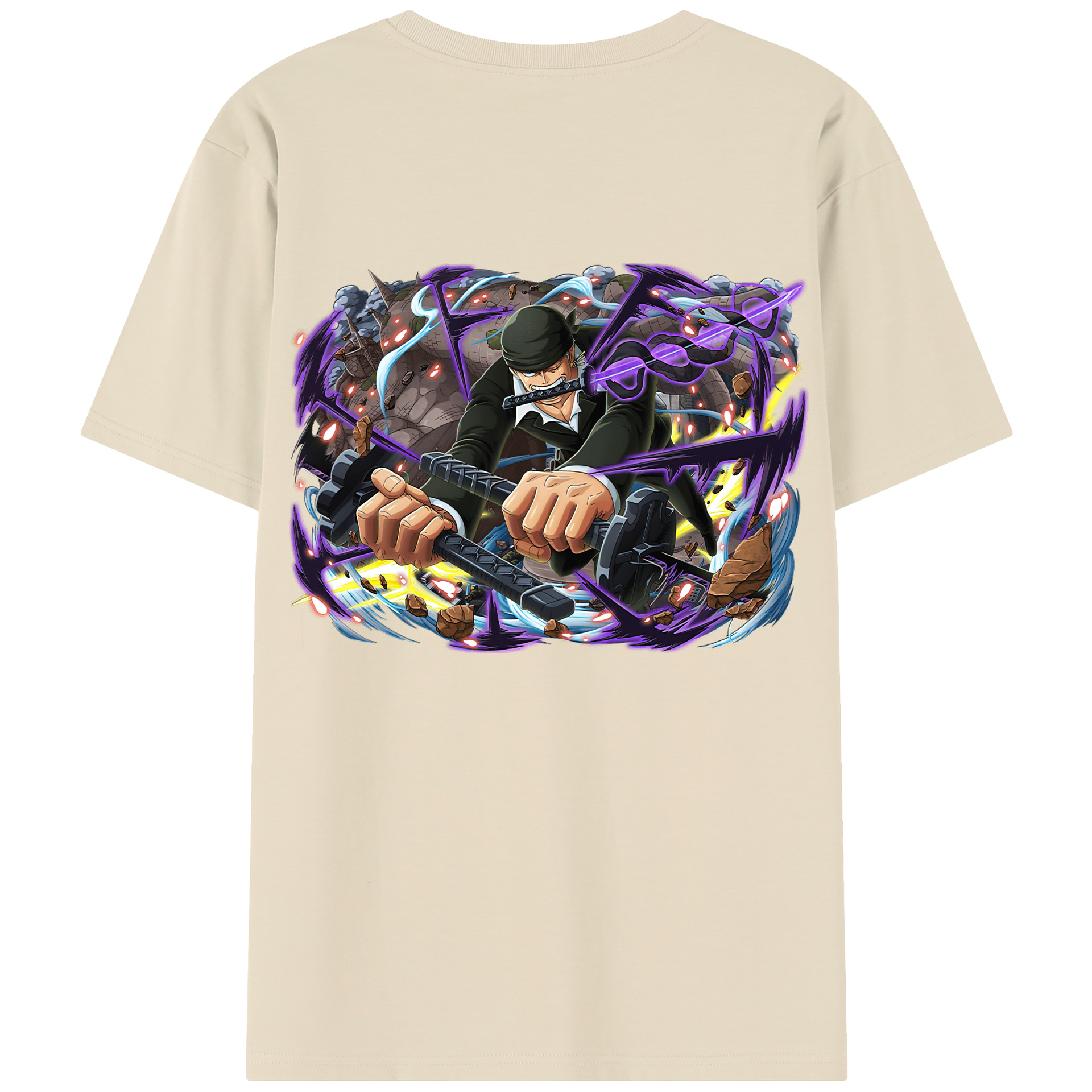 ワンピース ロロノア・ゾロ ONE PIECE Roronoa Zoro 綿100％半袖Tシャツ（背面プリント）
