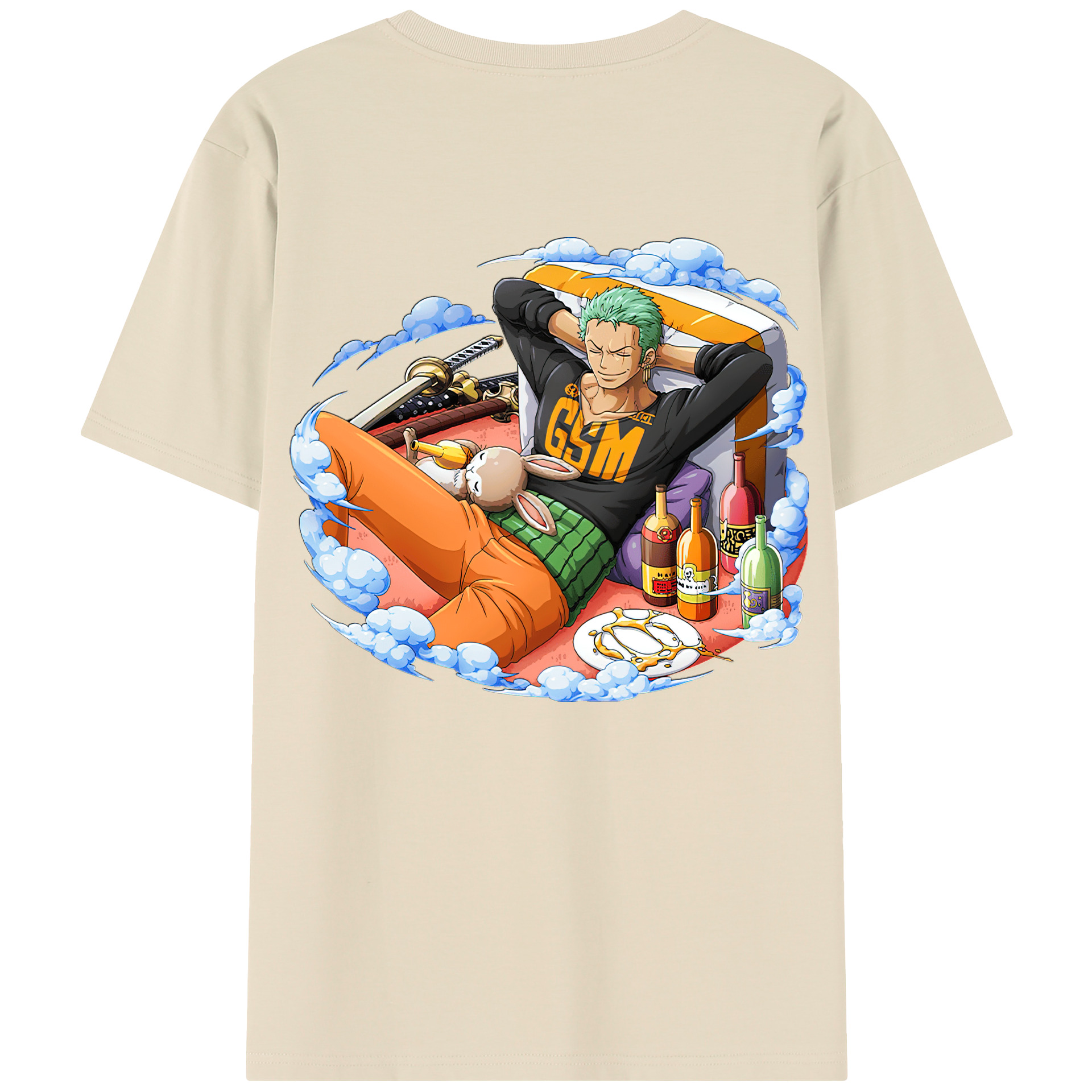 ワンピース ロロノア・ゾロ ONE PIECE Roronoa Zoro 綿100％半袖Tシャツ（背面プリント）