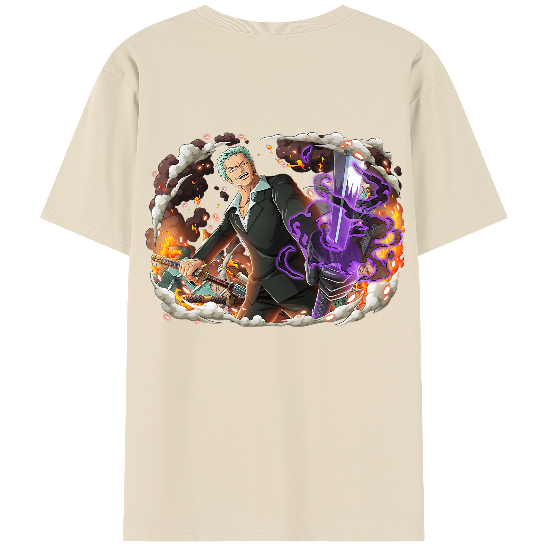 ワンピース ロロノア・ゾロ ONE PIECE Roronoa Zoro 綿100％半袖Tシャツ（背面プリント）