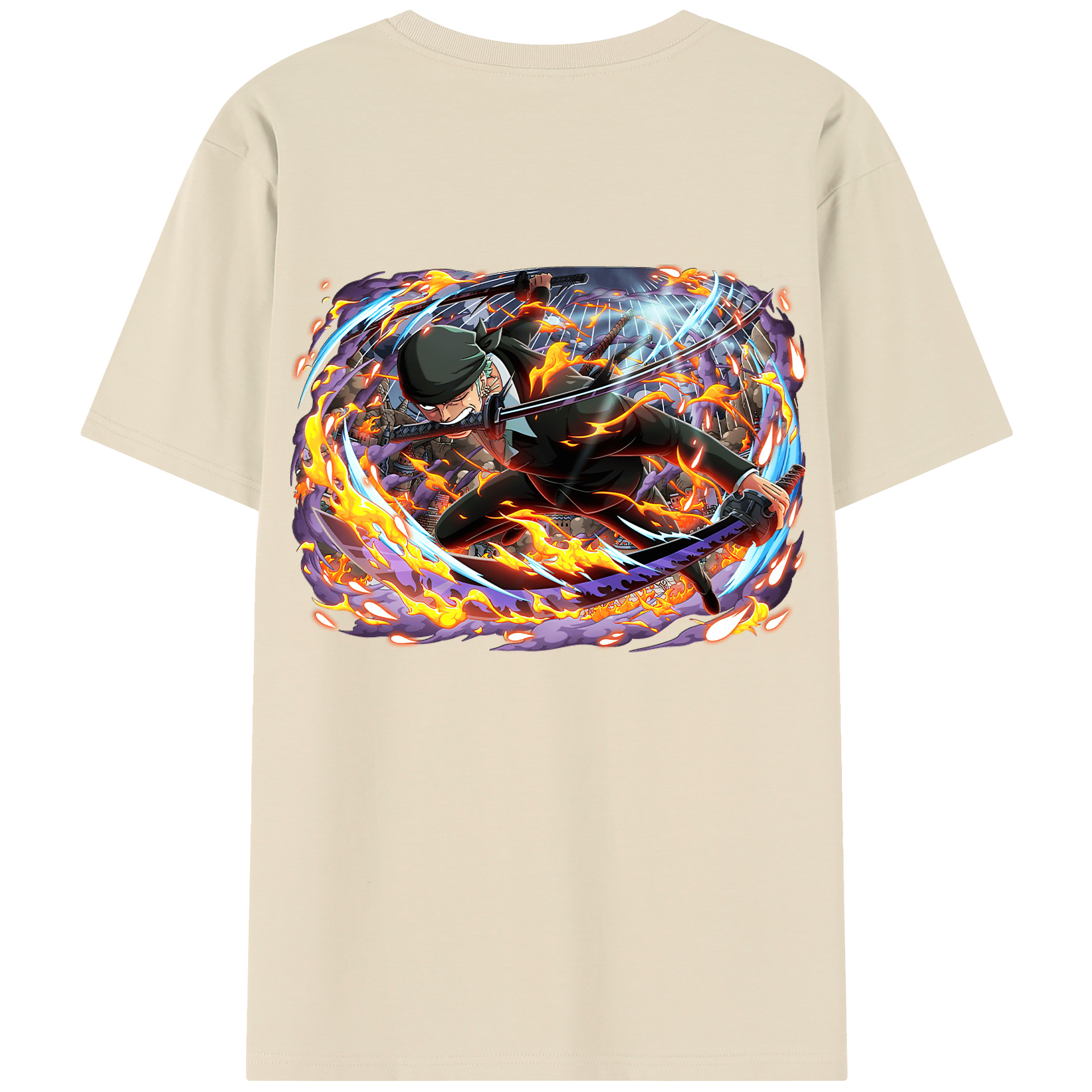 ワンピース ロロノア・ゾロ ONE PIECE Roronoa Zoro 綿100％半袖Tシャツ（背面プリント）