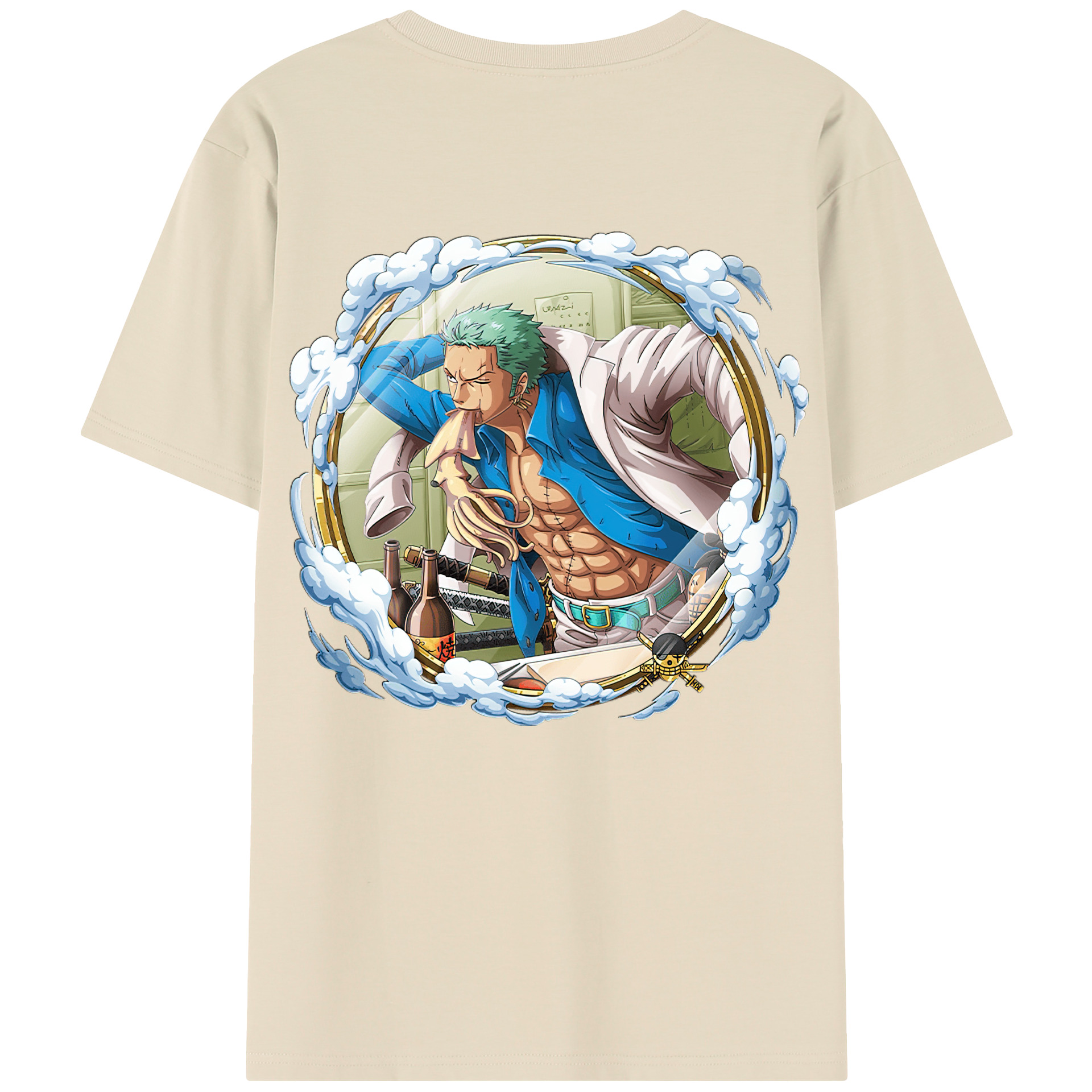 ワンピース ロロノア・ゾロ ONE PIECE Roronoa Zoro 綿100％半袖Tシャツ（背面プリント）