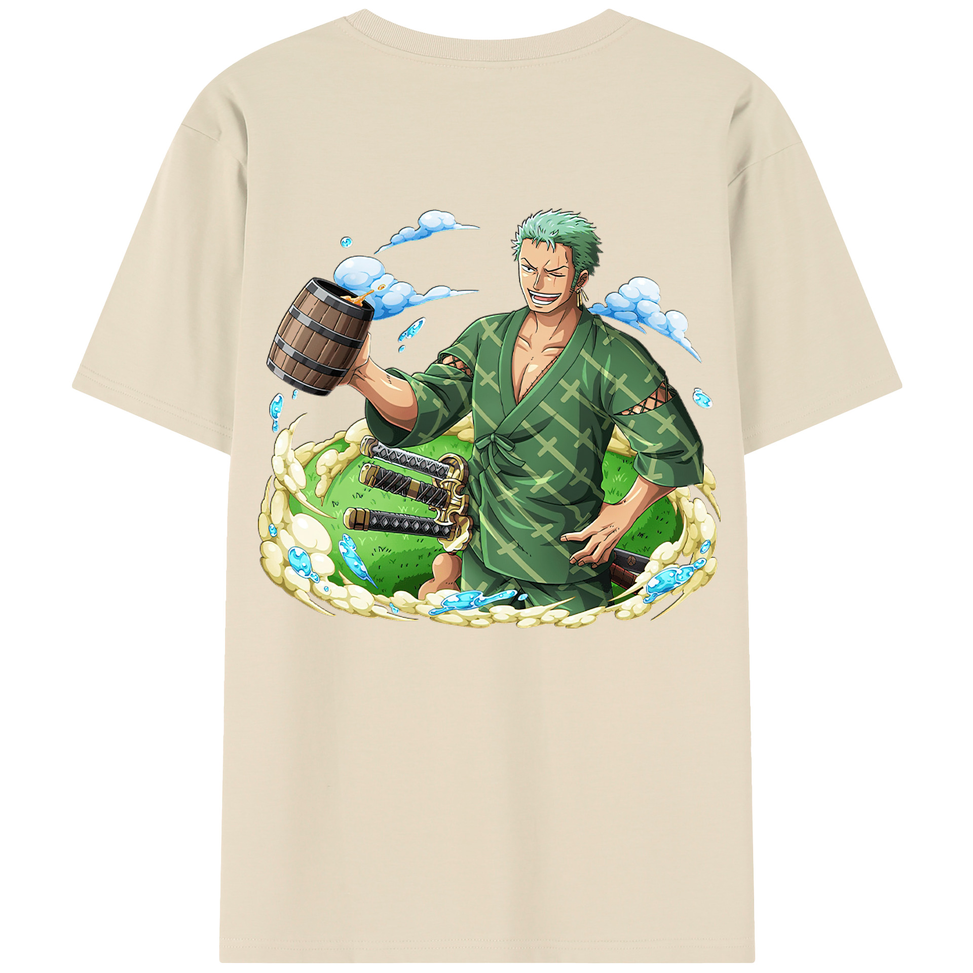 ワンピース ロロノア・ゾロ ONE PIECE Roronoa Zoro 綿100％半袖Tシャツ（背面プリント）
