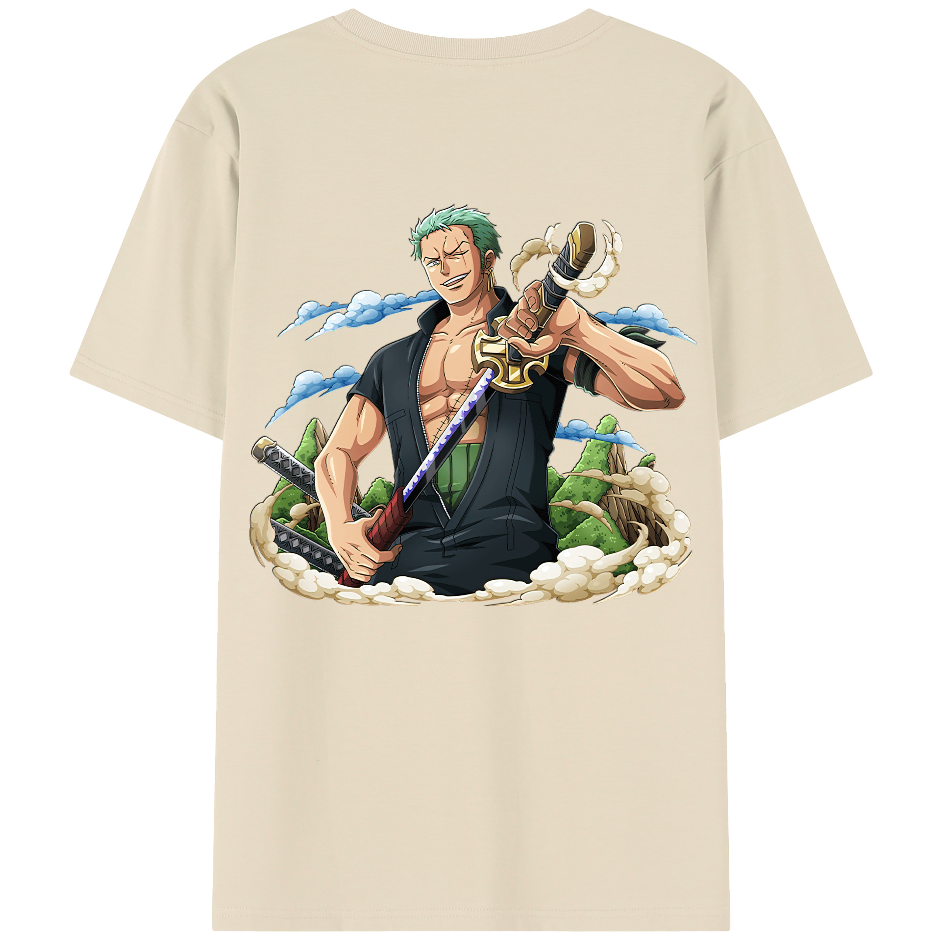 ワンピース ロロノア・ゾロ ONE PIECE Roronoa Zoro 綿100％半袖Tシャツ（背面プリント）