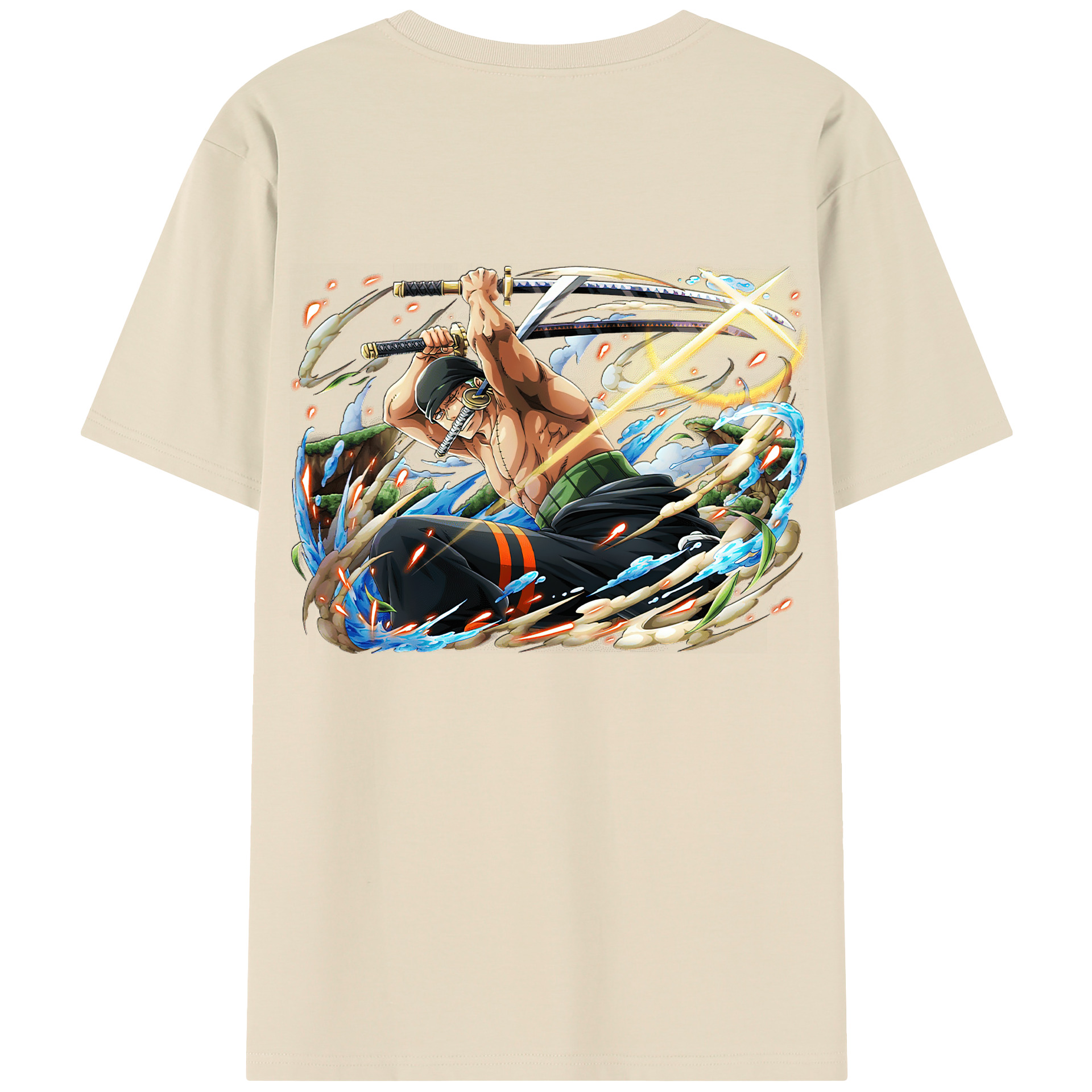 ワンピース ロロノア・ゾロ ONE PIECE Roronoa Zoro 綿100％半袖Tシャツ（背面プリント）