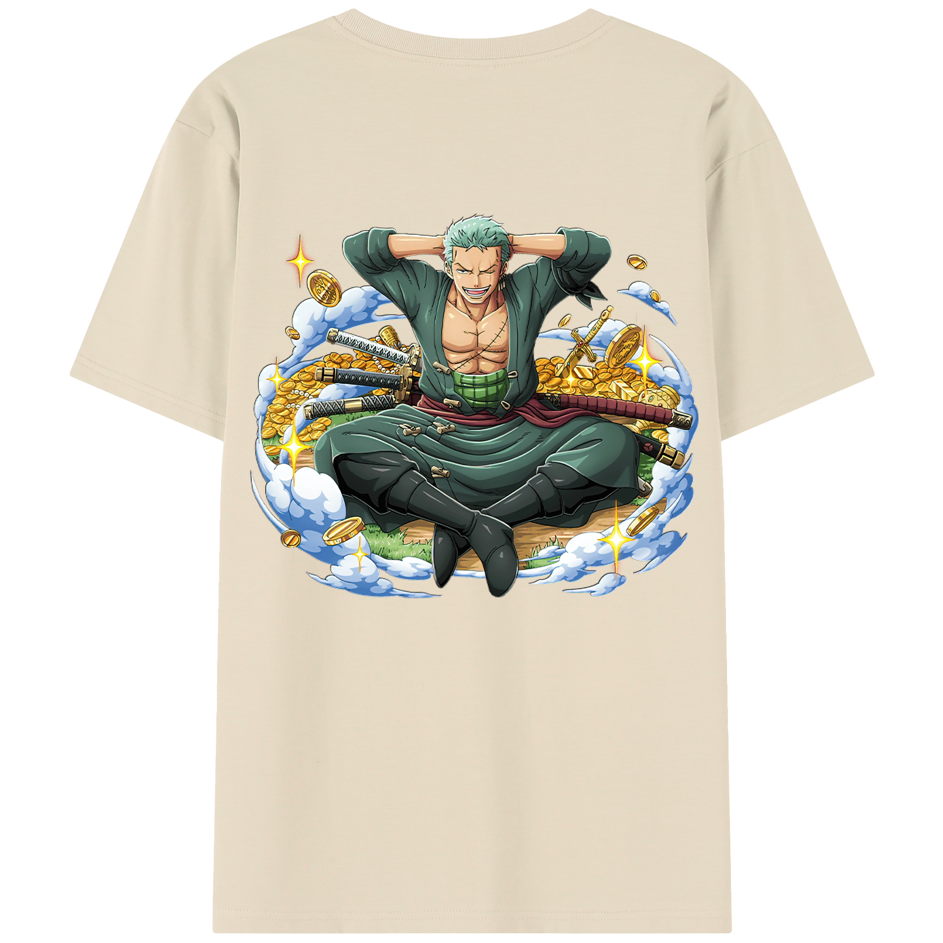 ワンピース ロロノア・ゾロ ONE PIECE Roronoa Zoro 綿100％半袖Tシャツ（背面プリント）