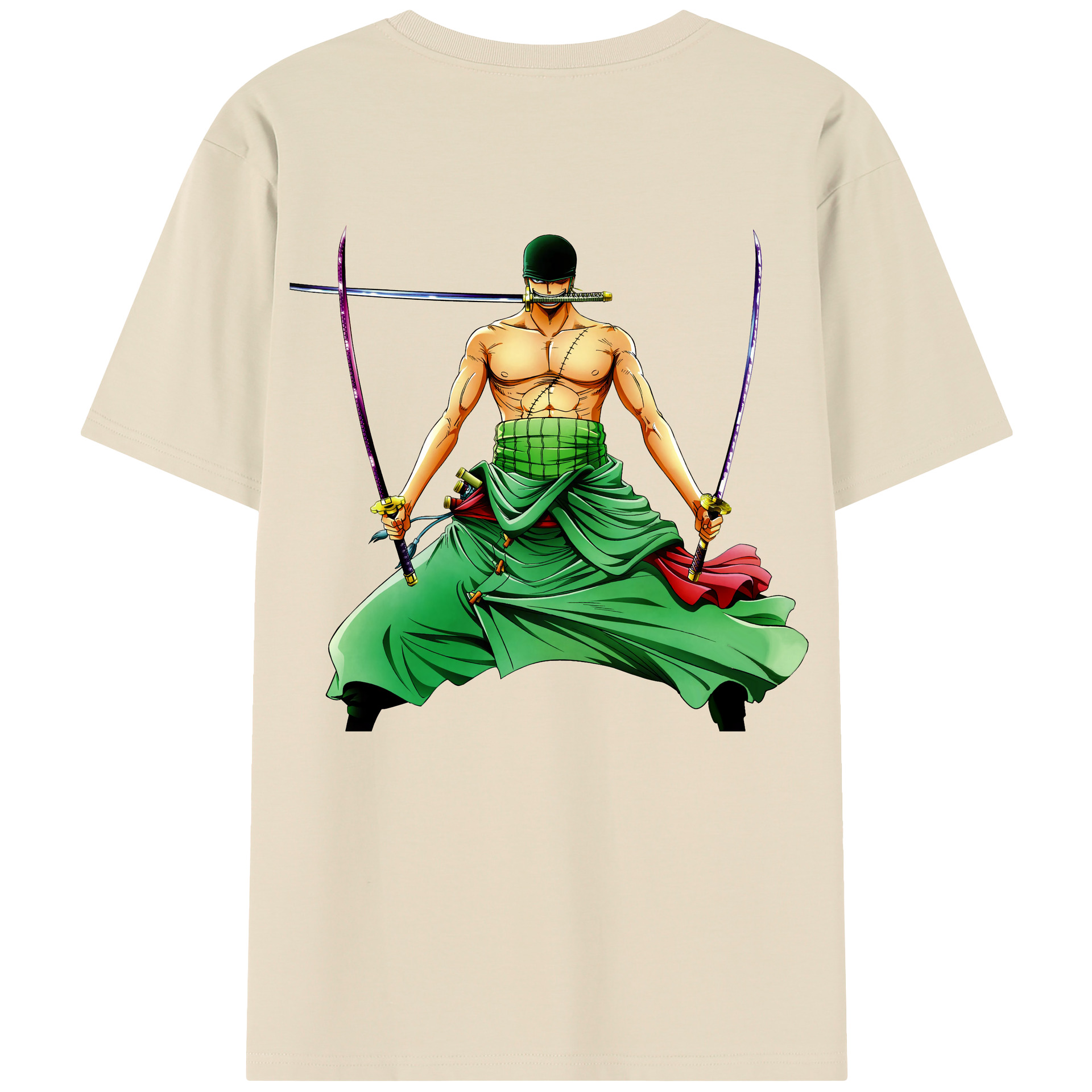 ワンピース ロロノア・ゾロ ONE PIECE Roronoa Zoro 綿100％半袖Tシャツ（背面プリント）