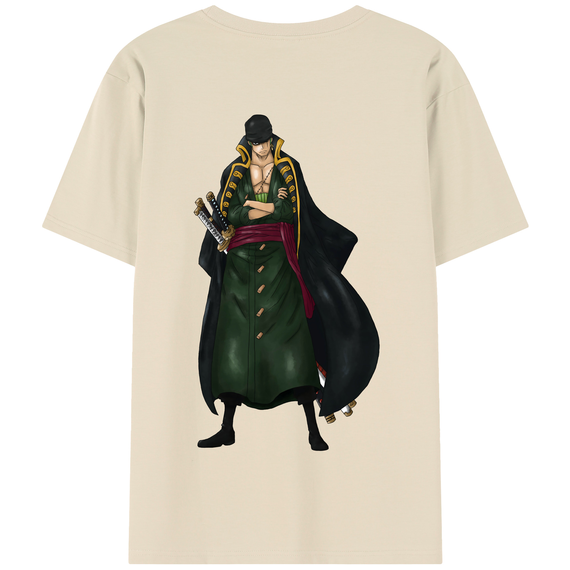 ワンピース ロロノア・ゾロ ONE PIECE Roronoa Zoro 綿100％半袖Tシャツ（背面プリント）