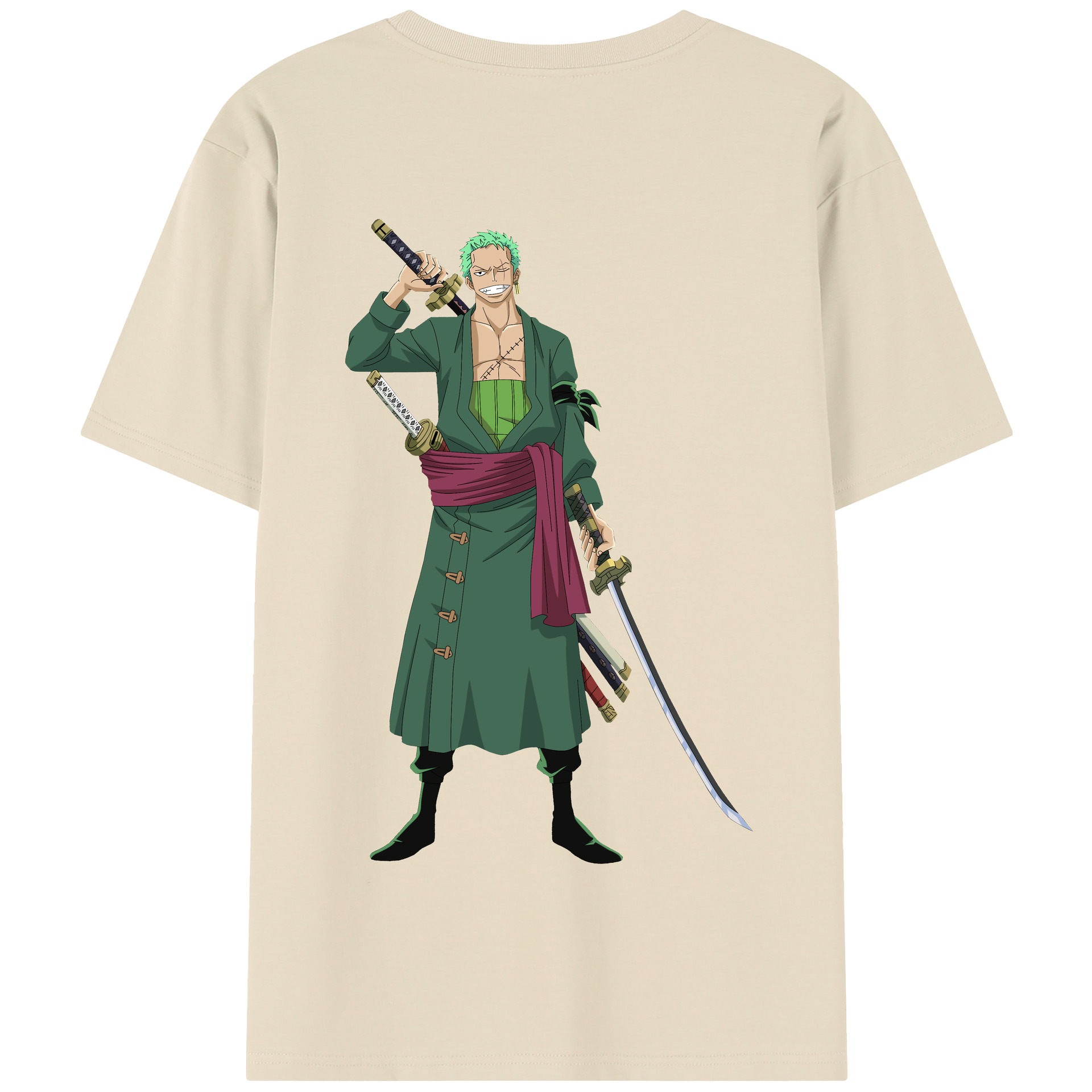 ワンピース ロロノア・ゾロ ONE PIECE Roronoa Zoro 綿100％半袖Tシャツ（背面プリント）