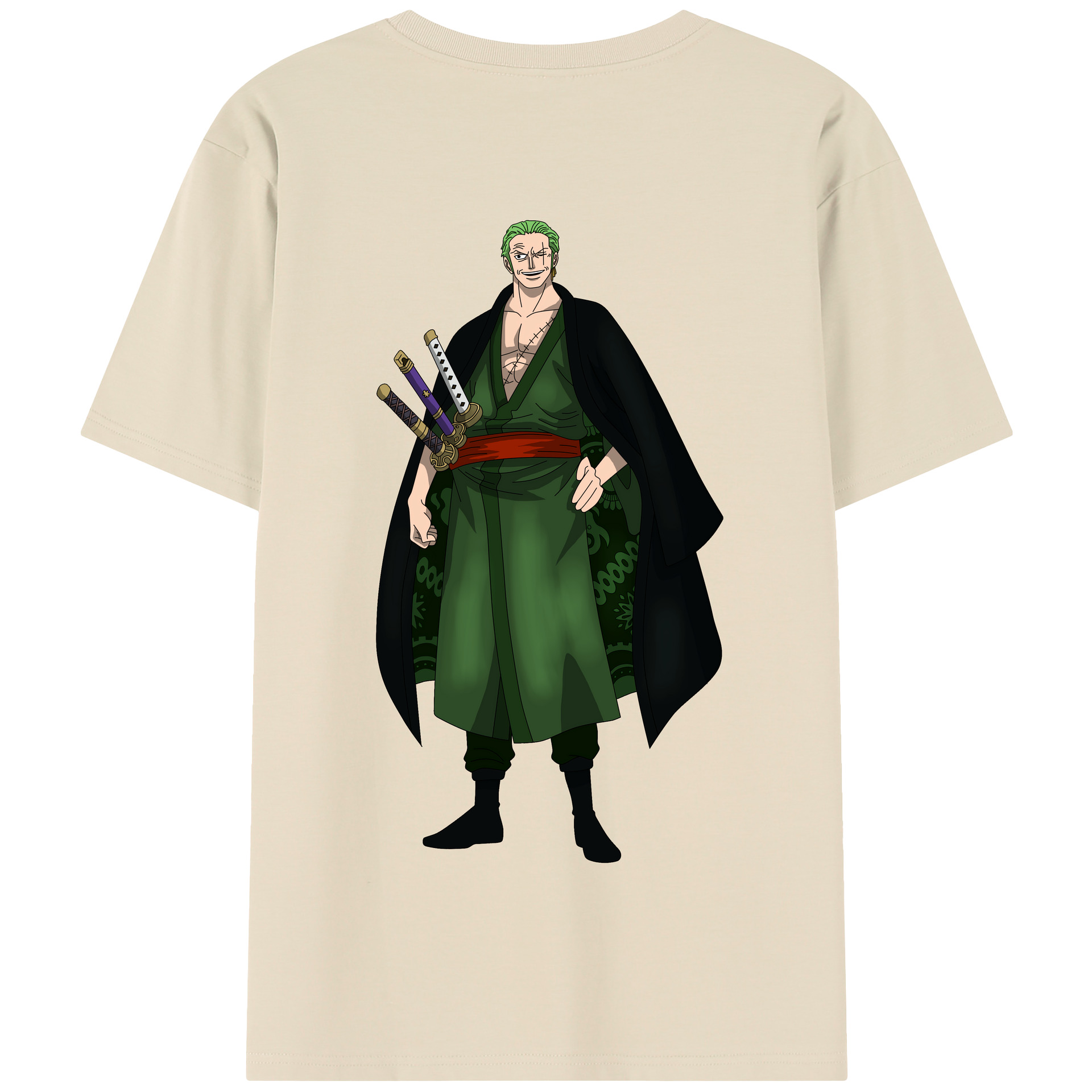 ワンピース ロロノア・ゾロ ONE PIECE Roronoa Zoro 綿100％半袖Tシャツ（背面プリント）