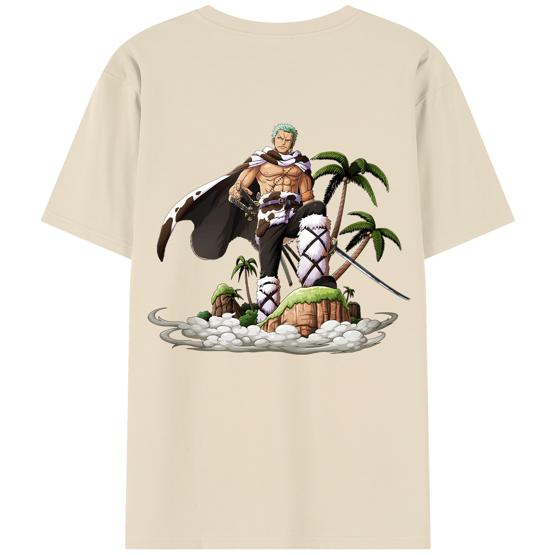 ワンピース ロロノア・ゾロ ONE PIECE Roronoa Zoro 綿100％半袖Tシャツ（背面プリント）
