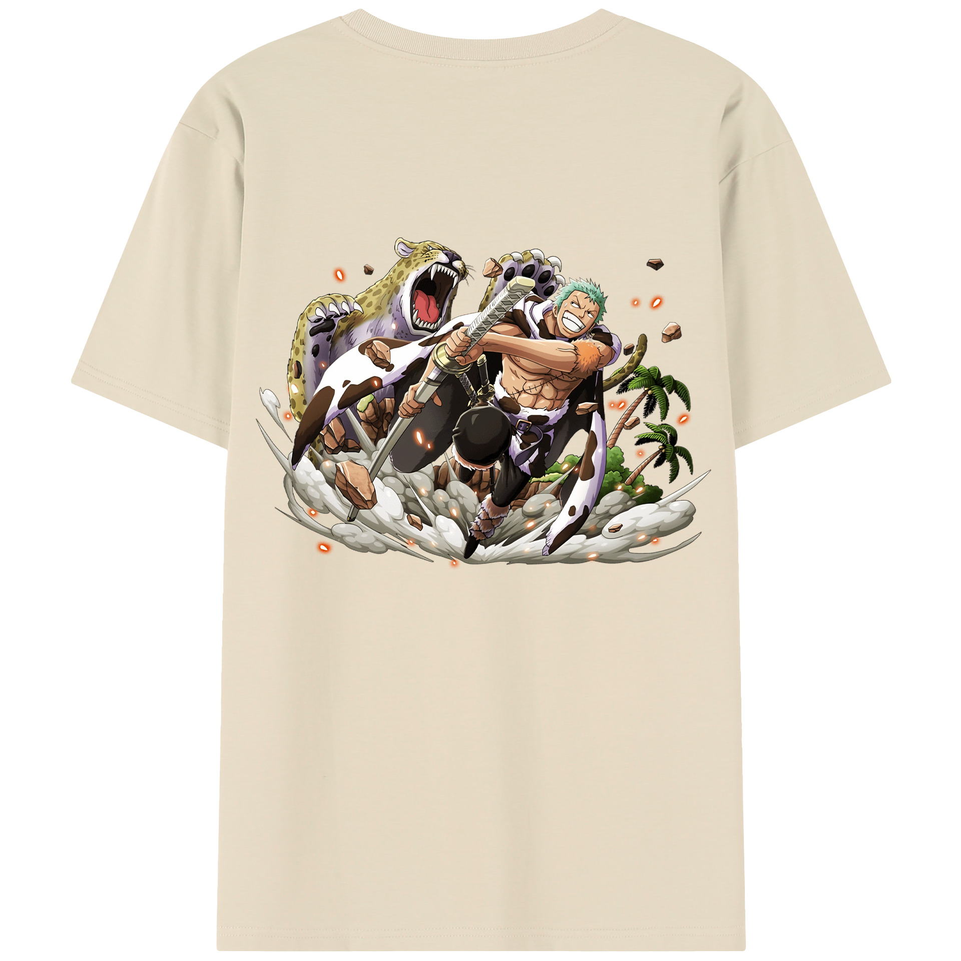 ワンピース ロロノア・ゾロ ONE PIECE Roronoa Zoro 綿100％半袖Tシャツ（背面プリント）