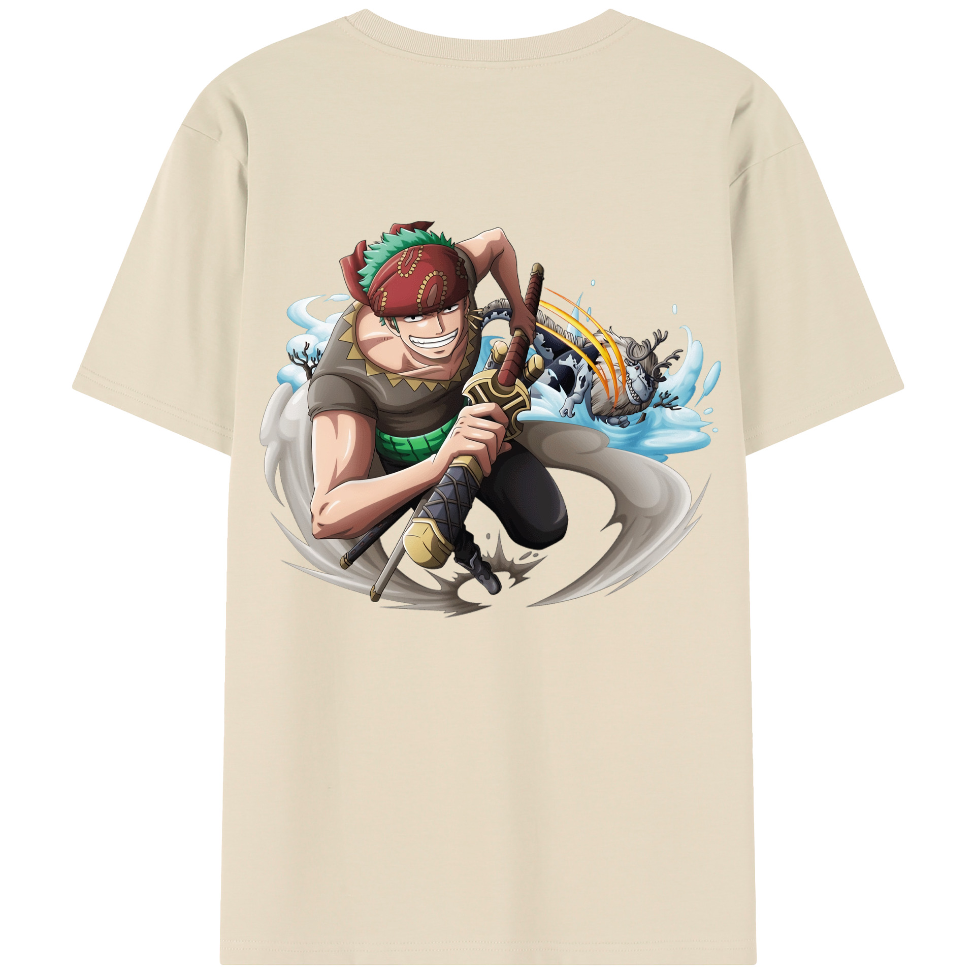 ワンピース ロロノア・ゾロ ONE PIECE Roronoa Zoro 綿100％半袖Tシャツ（背面プリント）