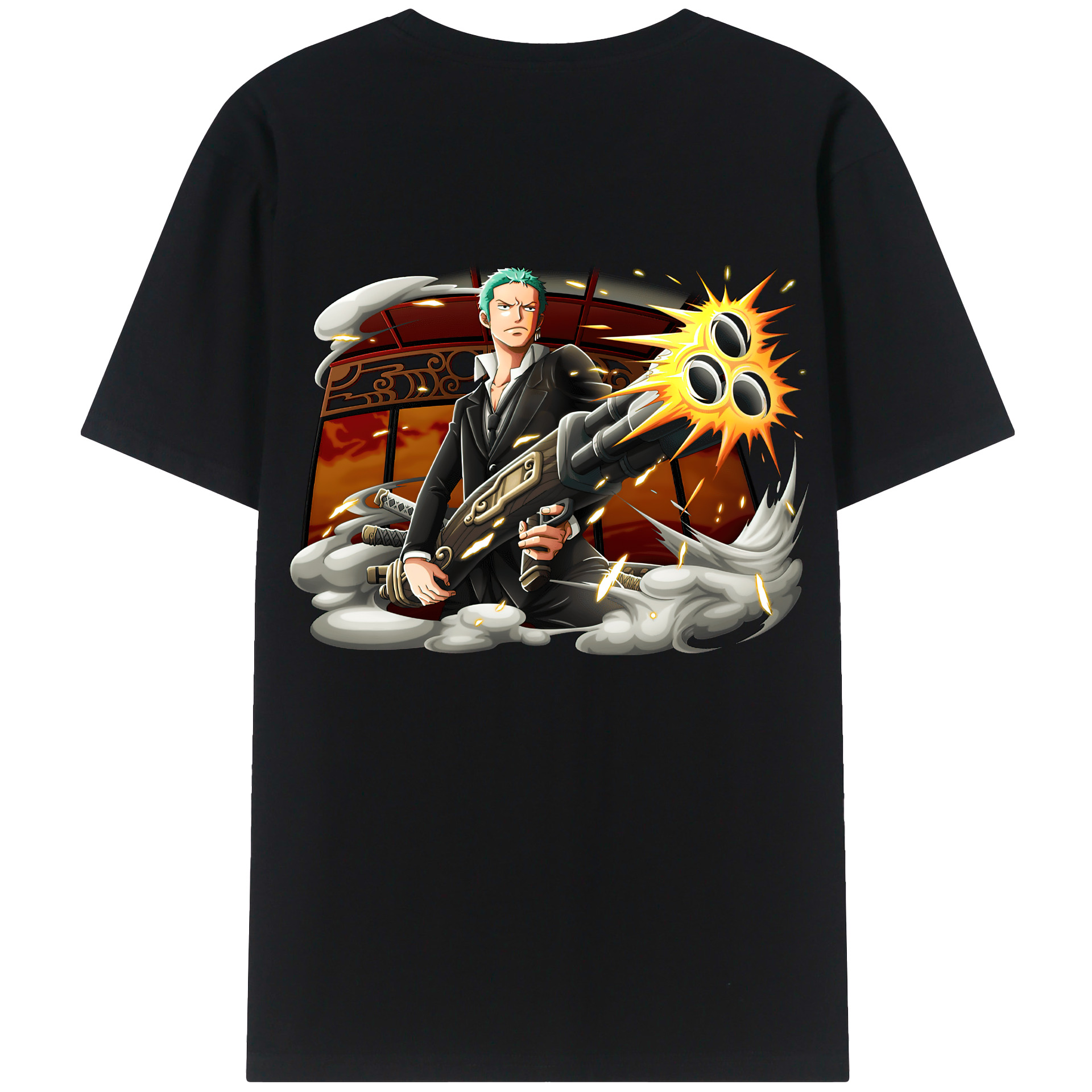 ワンピース ロロノア・ゾロ ONE PIECE Roronoa Zoro 綿100％半袖Tシャツ（背面プリント）