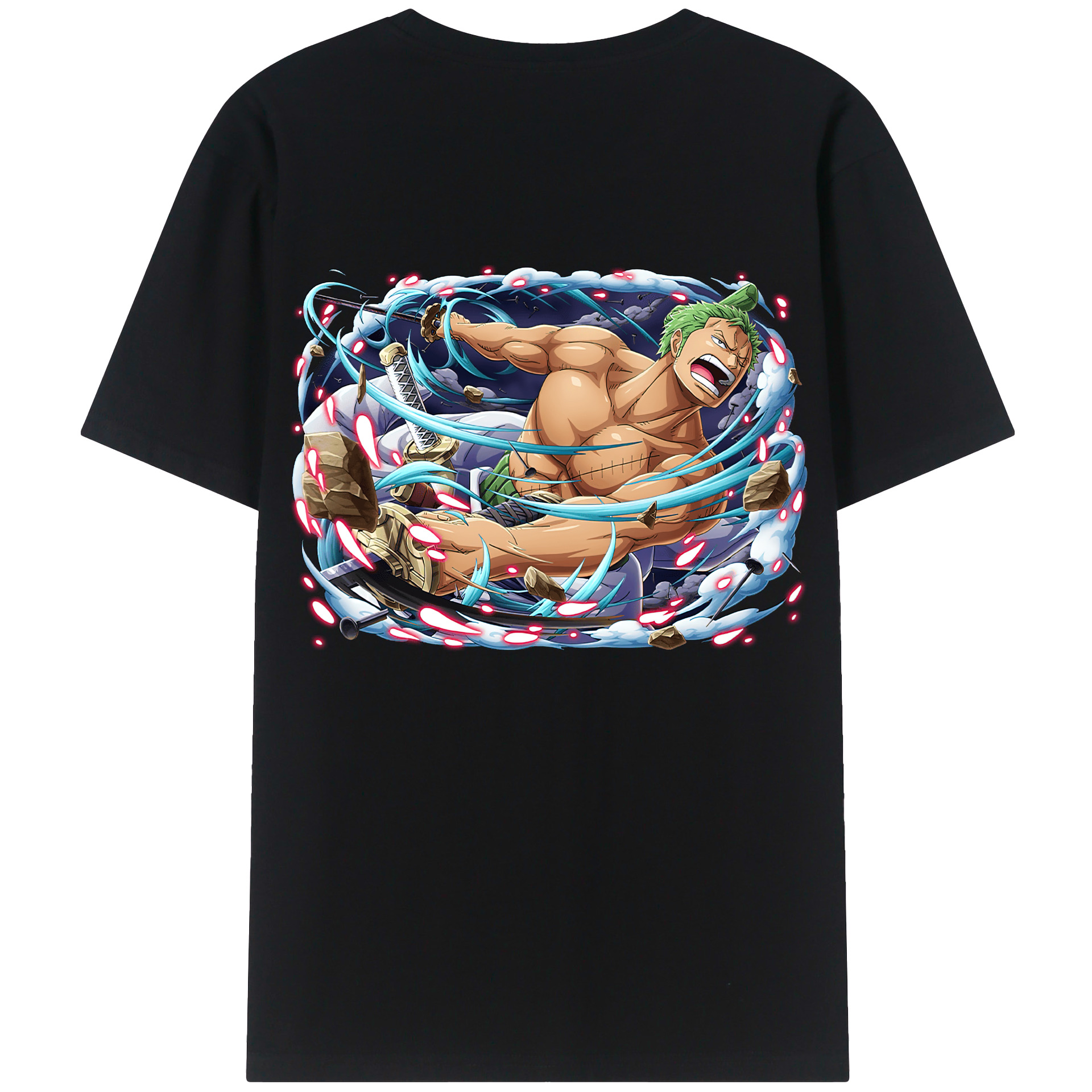ワンピース ロロノア・ゾロ ONE PIECE Roronoa Zoro 綿100％半袖Tシャツ（背面プリント）