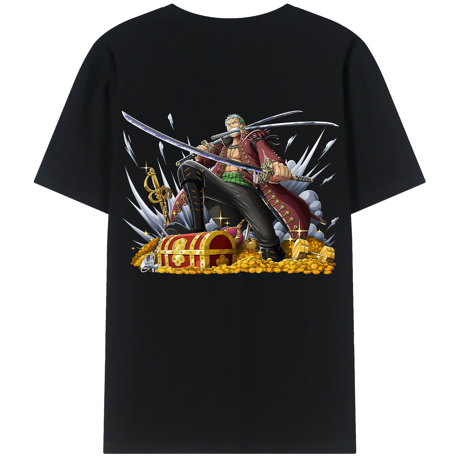 ワンピース ロロノア・ゾロ ONE PIECE Roronoa Zoro 綿100％半袖Tシャツ（背面プリント）
