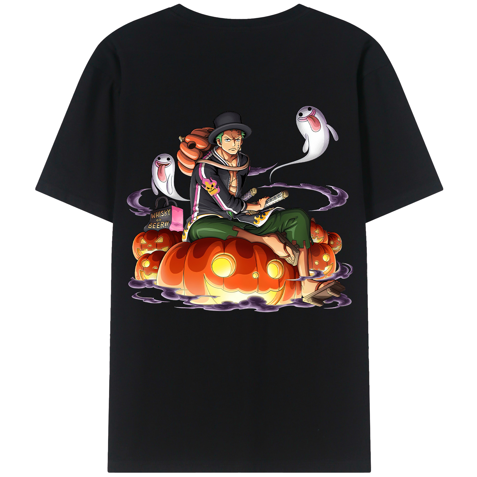 ワンピース ロロノア・ゾロ ONE PIECE Roronoa Zoro 綿100％半袖Tシャツ（背面プリント）