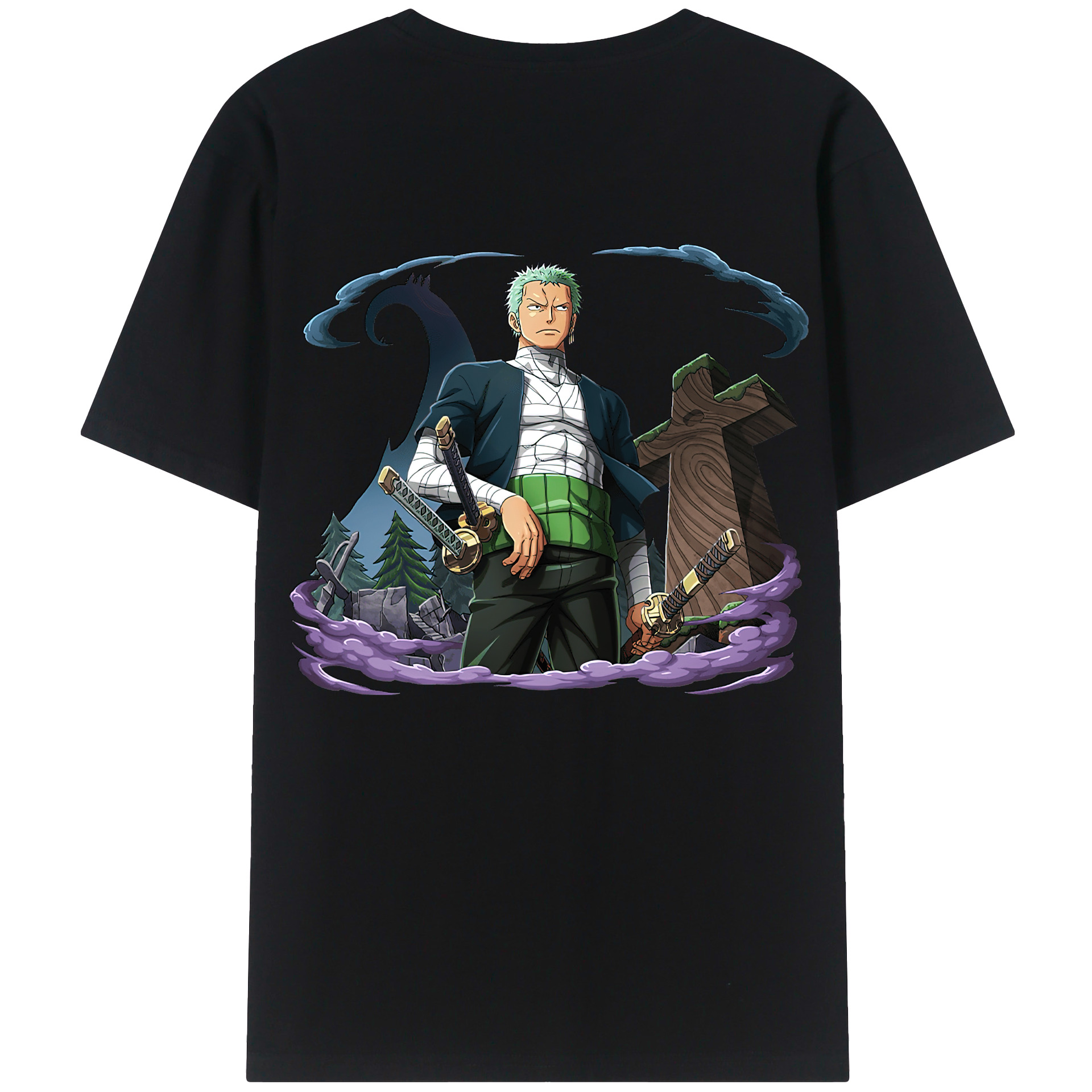 ワンピース ロロノア・ゾロ ONE PIECE Roronoa Zoro 綿100％半袖Tシャツ（背面プリント）