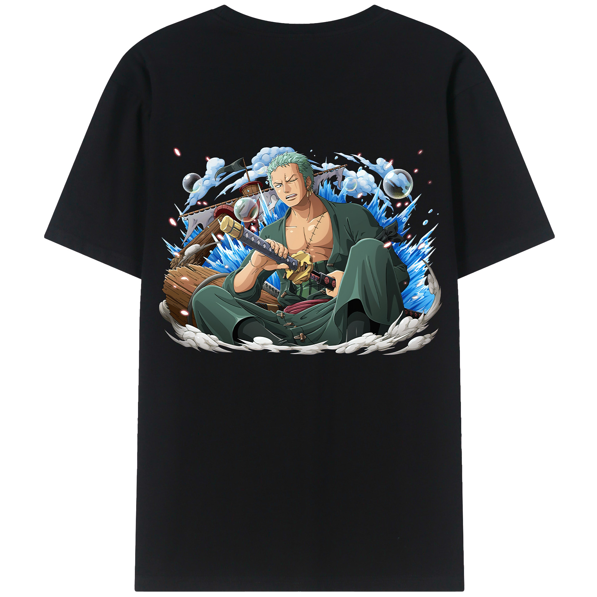 ワンピース ロロノア・ゾロ ONE PIECE Roronoa Zoro 綿100％半袖Tシャツ（背面プリント）