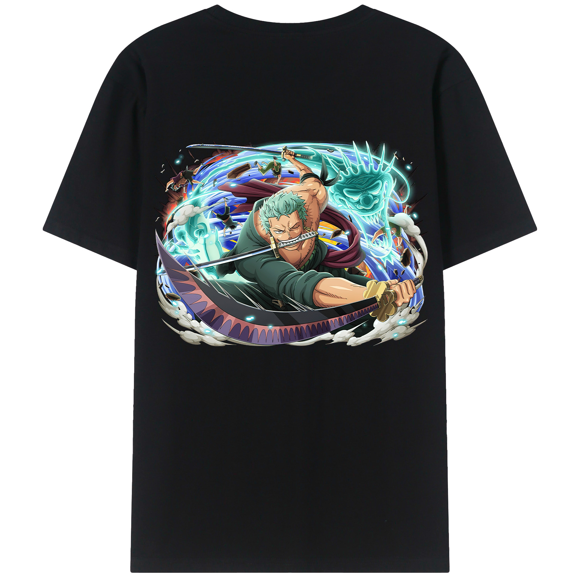 ワンピース ロロノア・ゾロ ONE PIECE Roronoa Zoro 綿100％半袖Tシャツ（背面プリント）