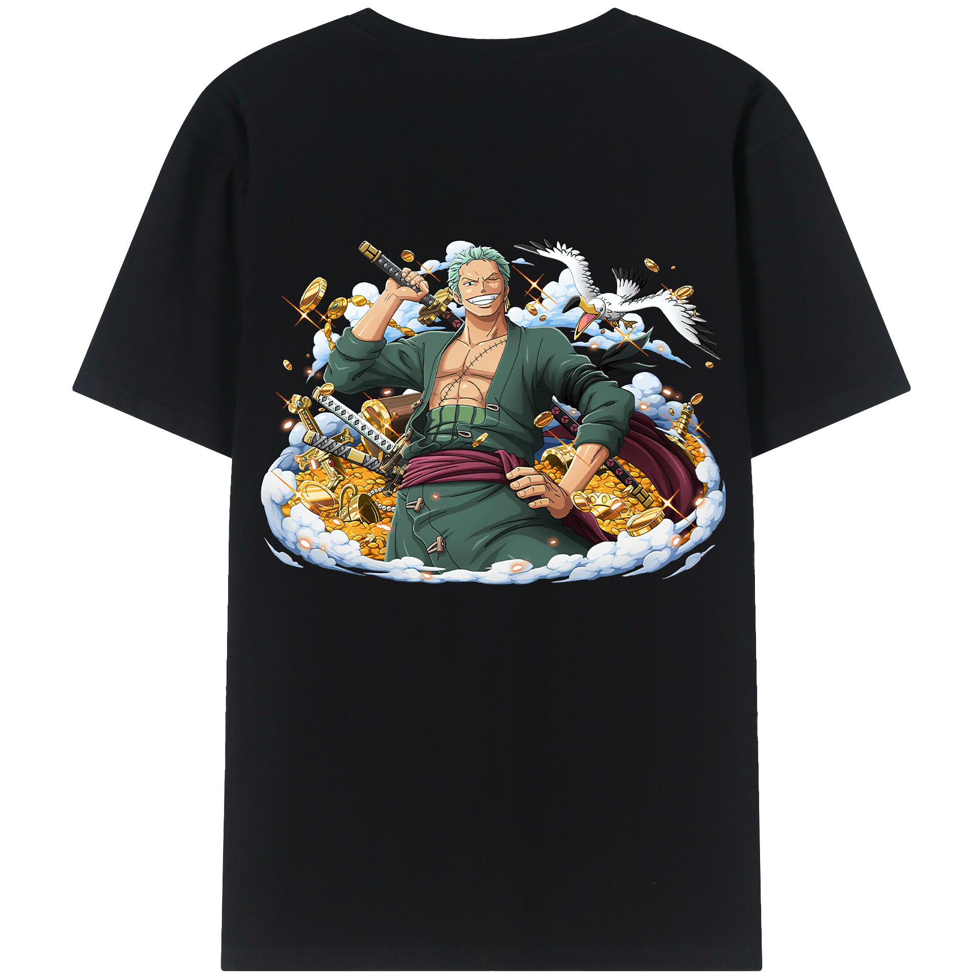 ワンピース ロロノア・ゾロ ONE PIECE Roronoa Zoro 綿100％半袖Tシャツ（背面プリント）
