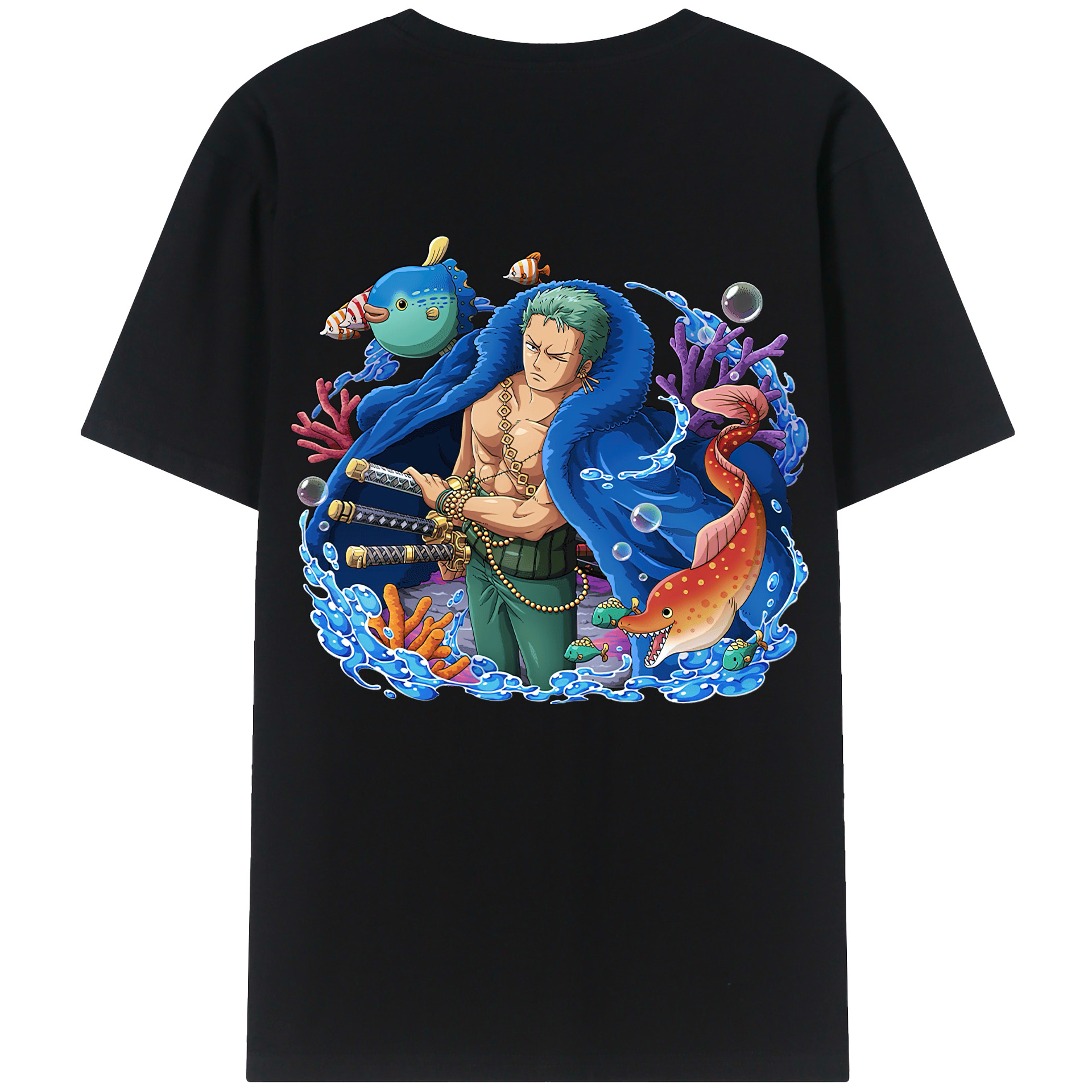 （画像用） ワンピース ロロノア・ゾロ ONE PIECE Roronoa Zoro 綿100％半袖Tシャツ（背面プリント）