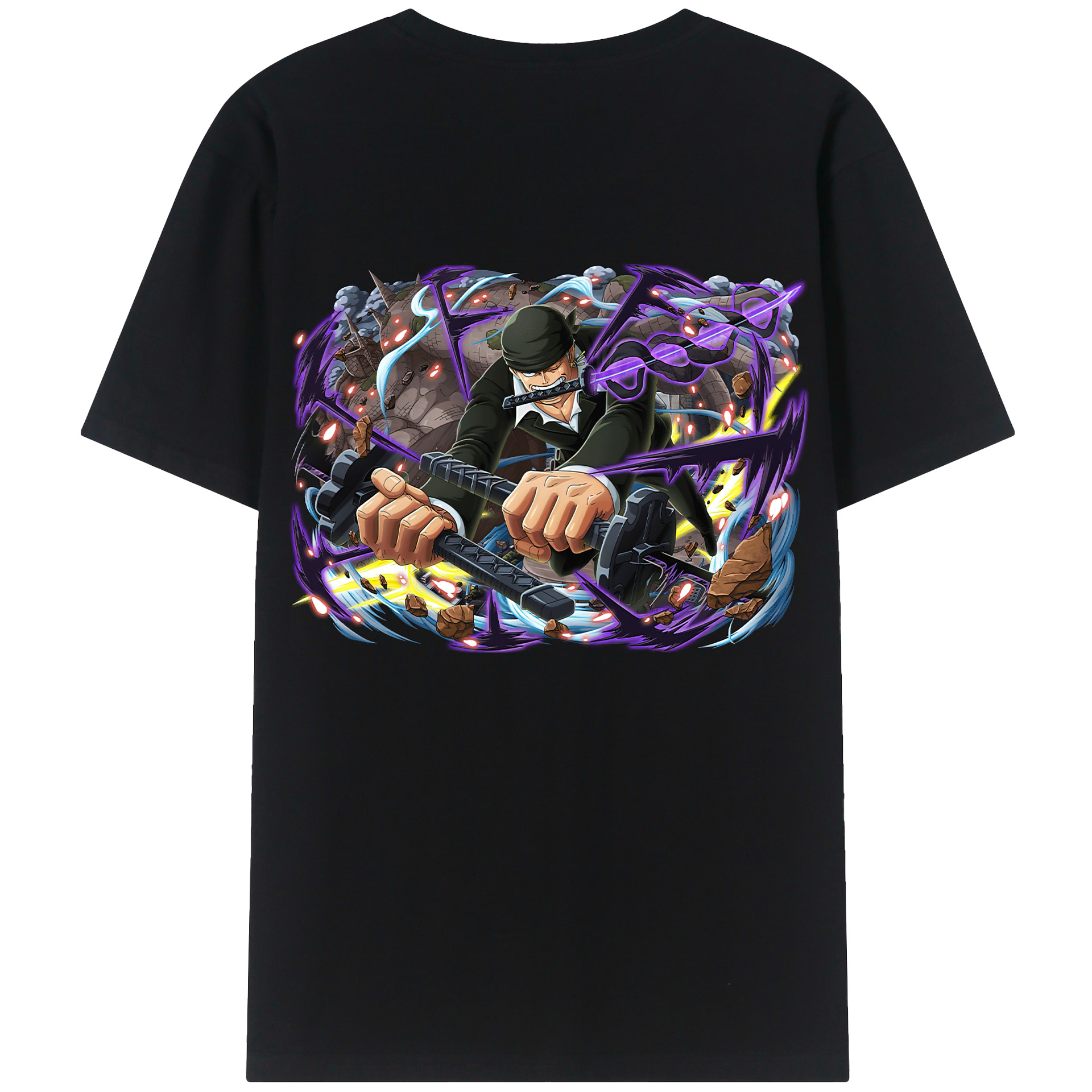 ワンピース ロロノア・ゾロ ONE PIECE Roronoa Zoro 綿100％半袖Tシャツ（背面プリント）