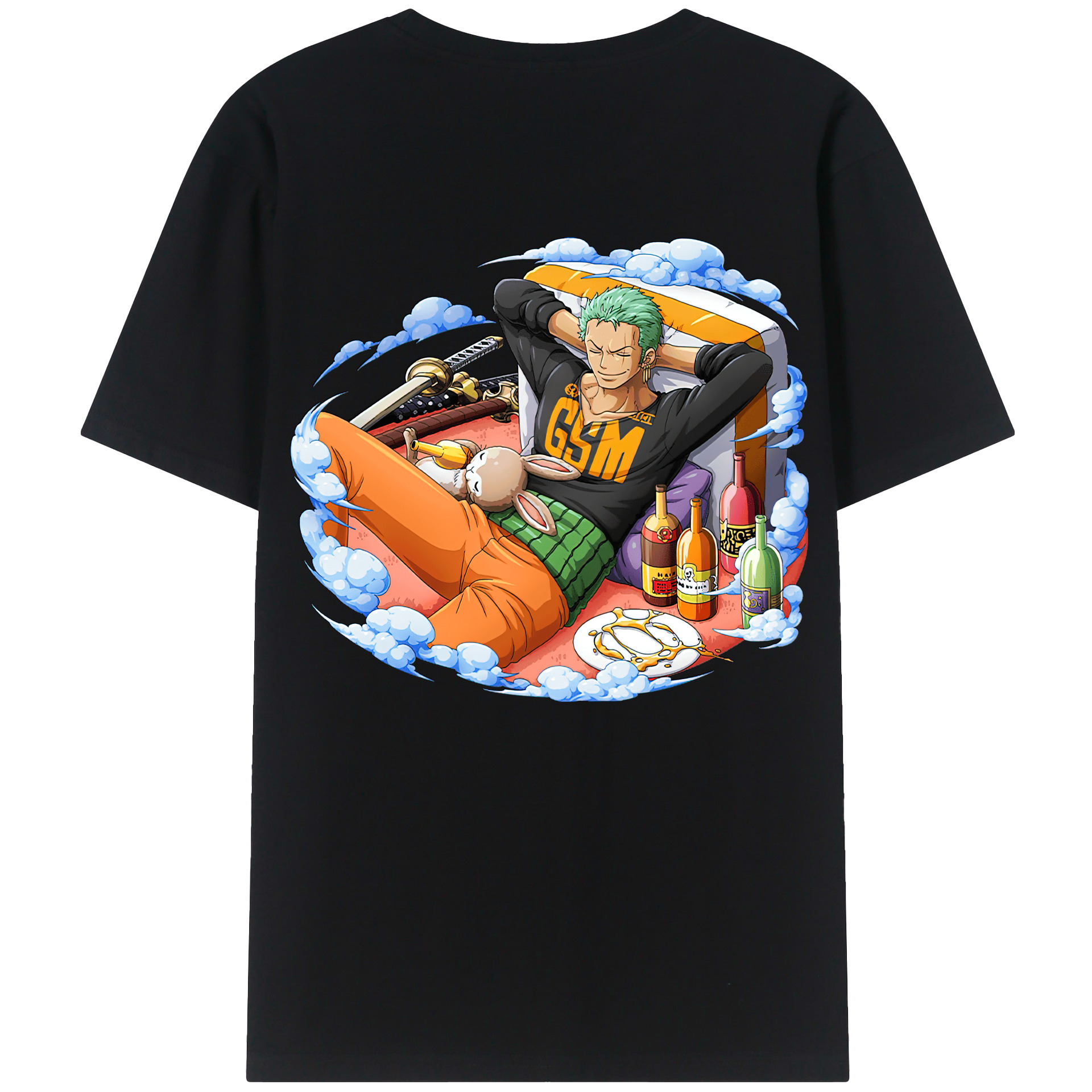 ワンピース ロロノア・ゾロ ONE PIECE Roronoa Zoro 綿100％半袖Tシャツ（背面プリント）