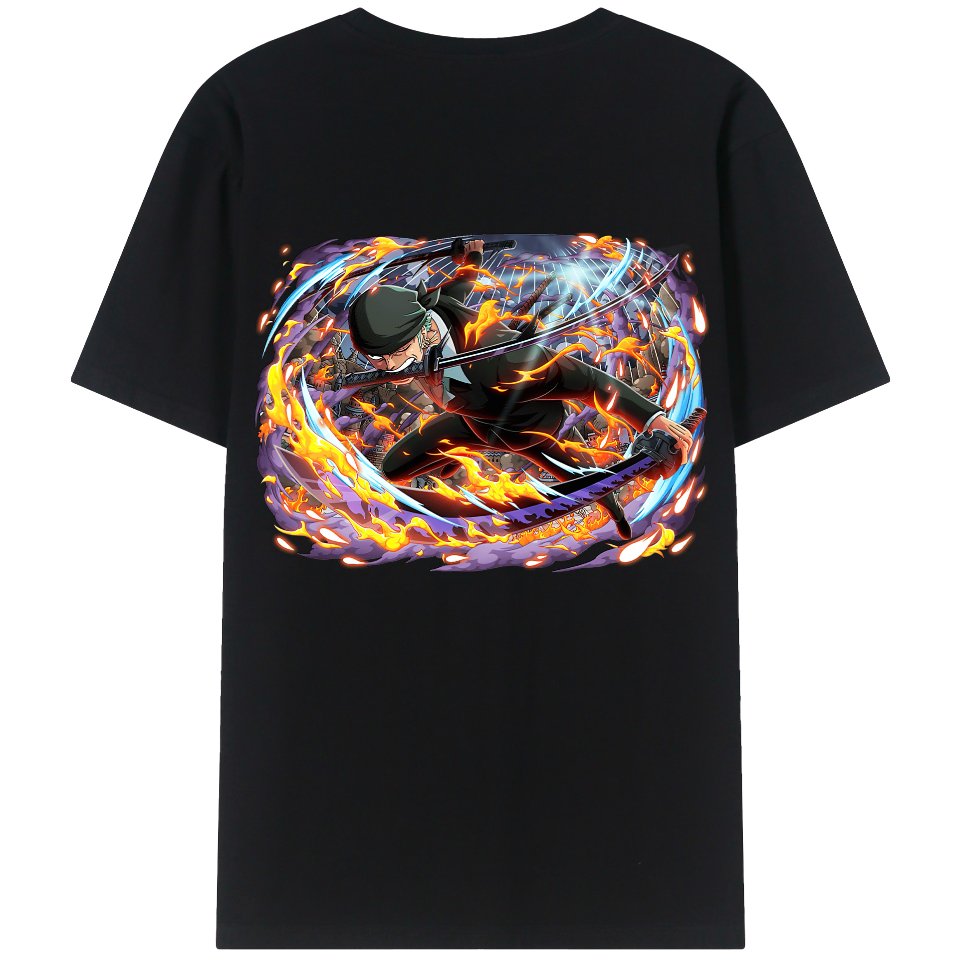 ワンピース ロロノア・ゾロ ONE PIECE Roronoa Zoro 綿100％半袖Tシャツ（背面プリント）