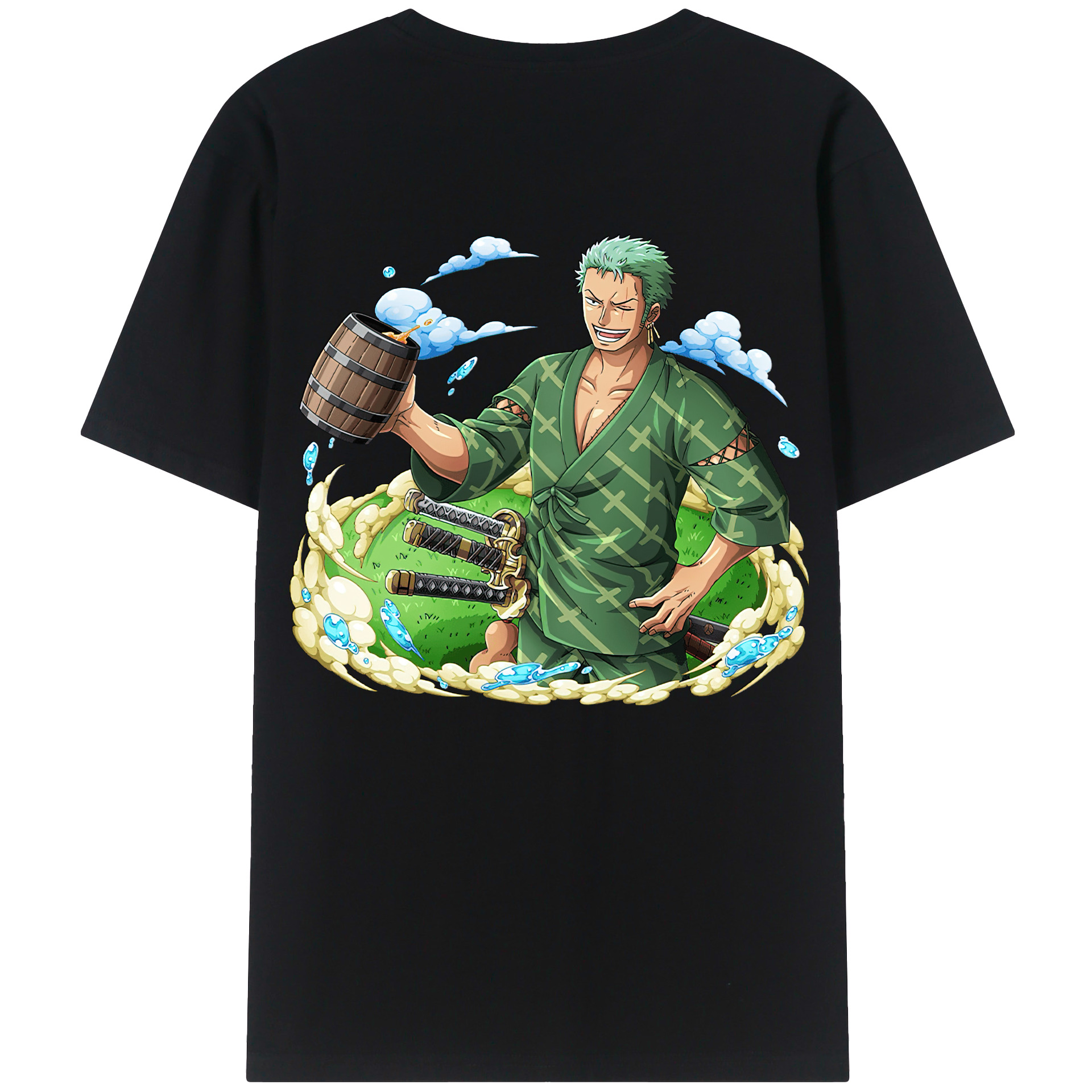 ワンピース ロロノア・ゾロ ONE PIECE Roronoa Zoro 綿100％半袖Tシャツ（背面プリント）