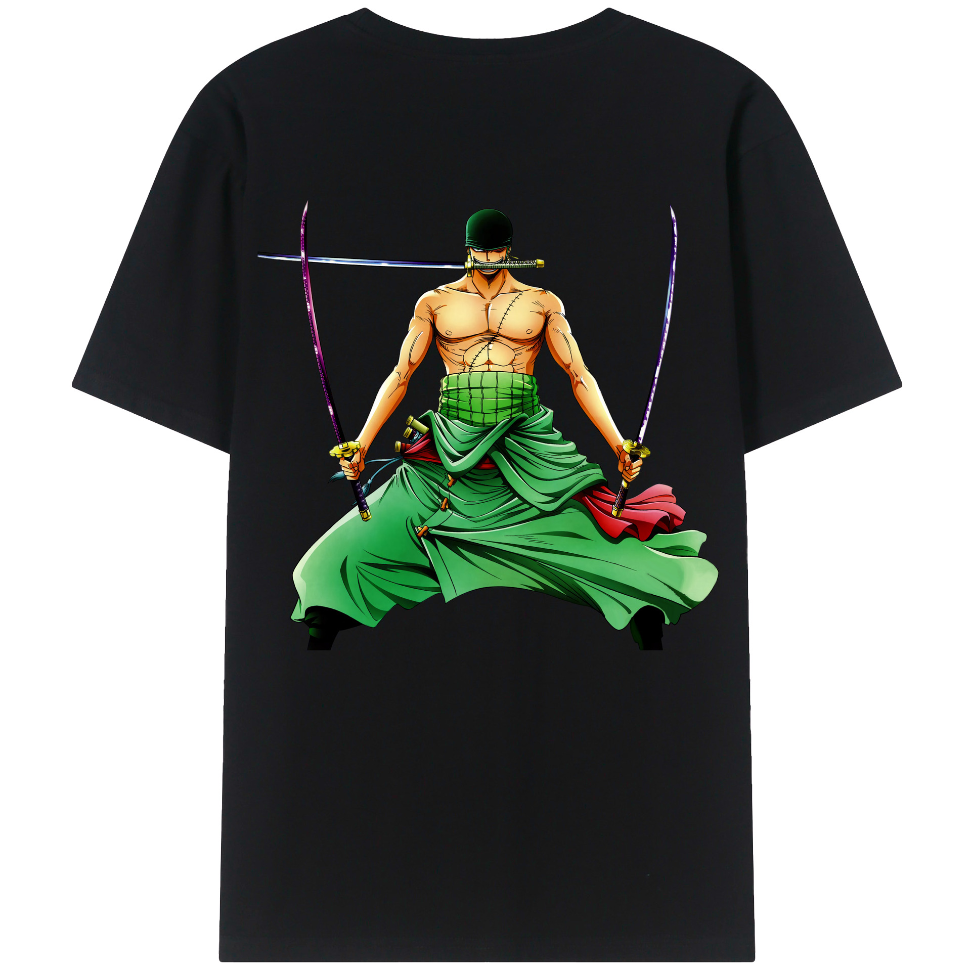 ワンピース ロロノア・ゾロ ONE PIECE Roronoa Zoro 綿100％半袖Tシャツ（背面プリント）