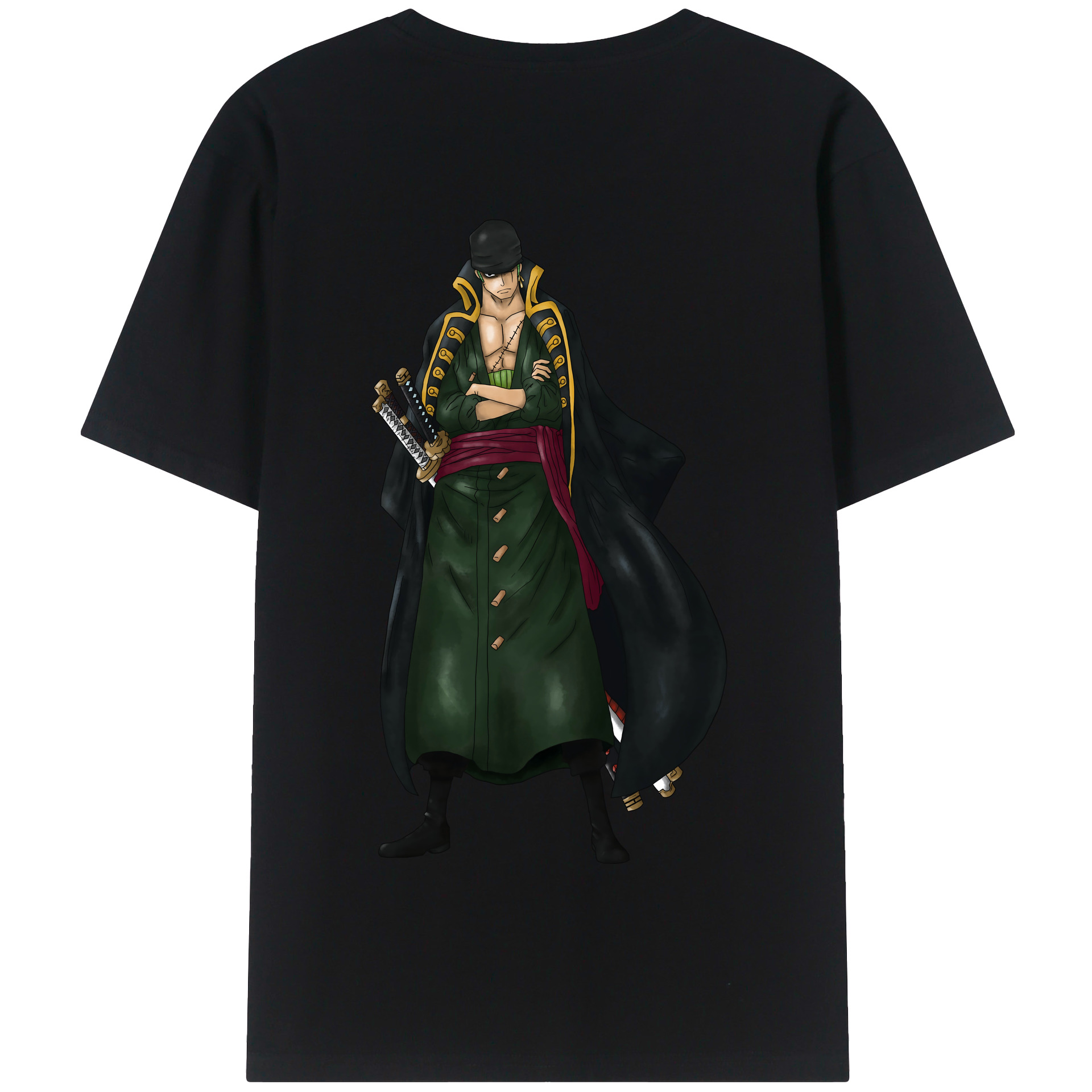ワンピース ロロノア・ゾロ ONE PIECE Roronoa Zoro 綿100％半袖Tシャツ（背面プリント）