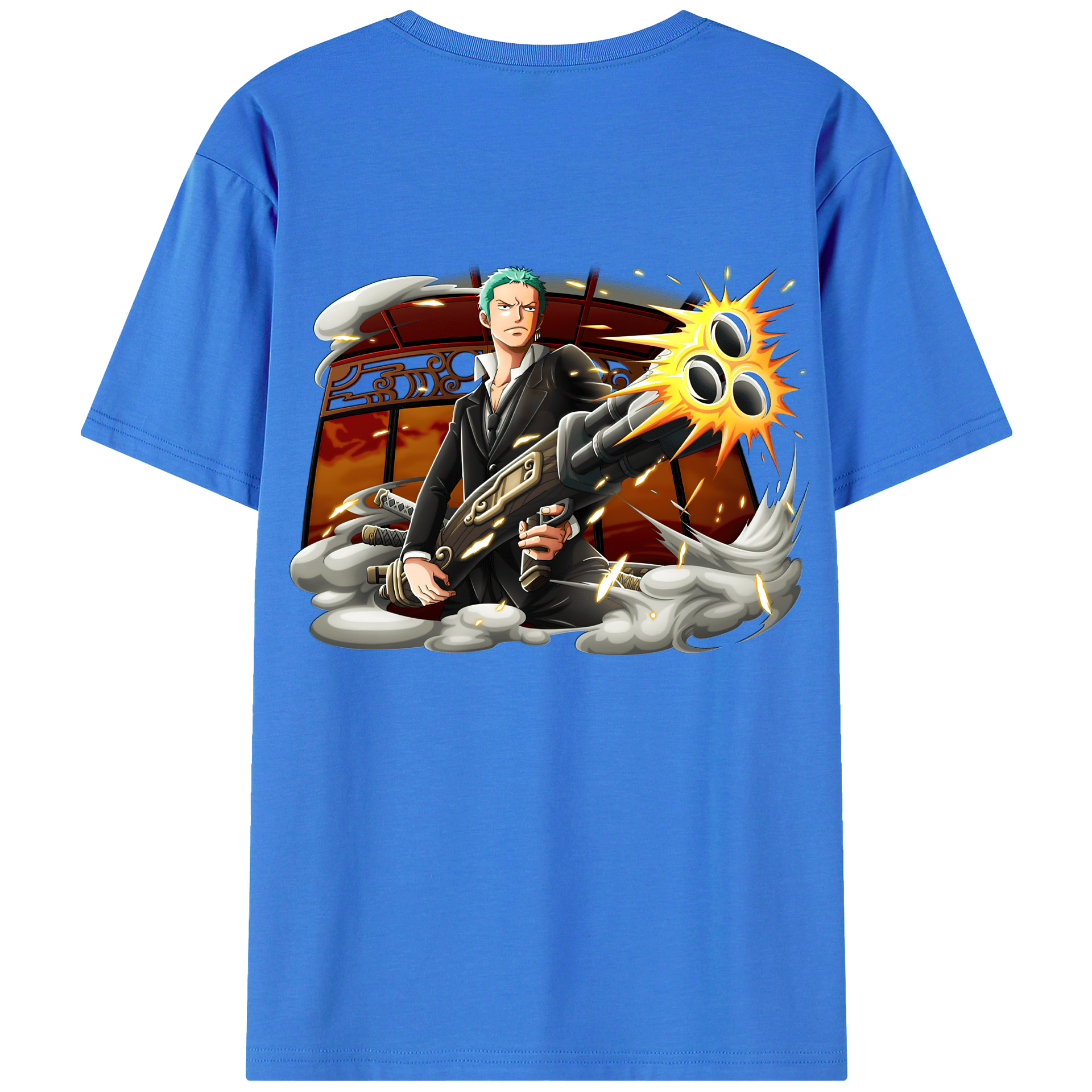 ワンピース ロロノア・ゾロ ONE PIECE Roronoa Zoro 綿100％半袖Tシャツ（背面プリント）