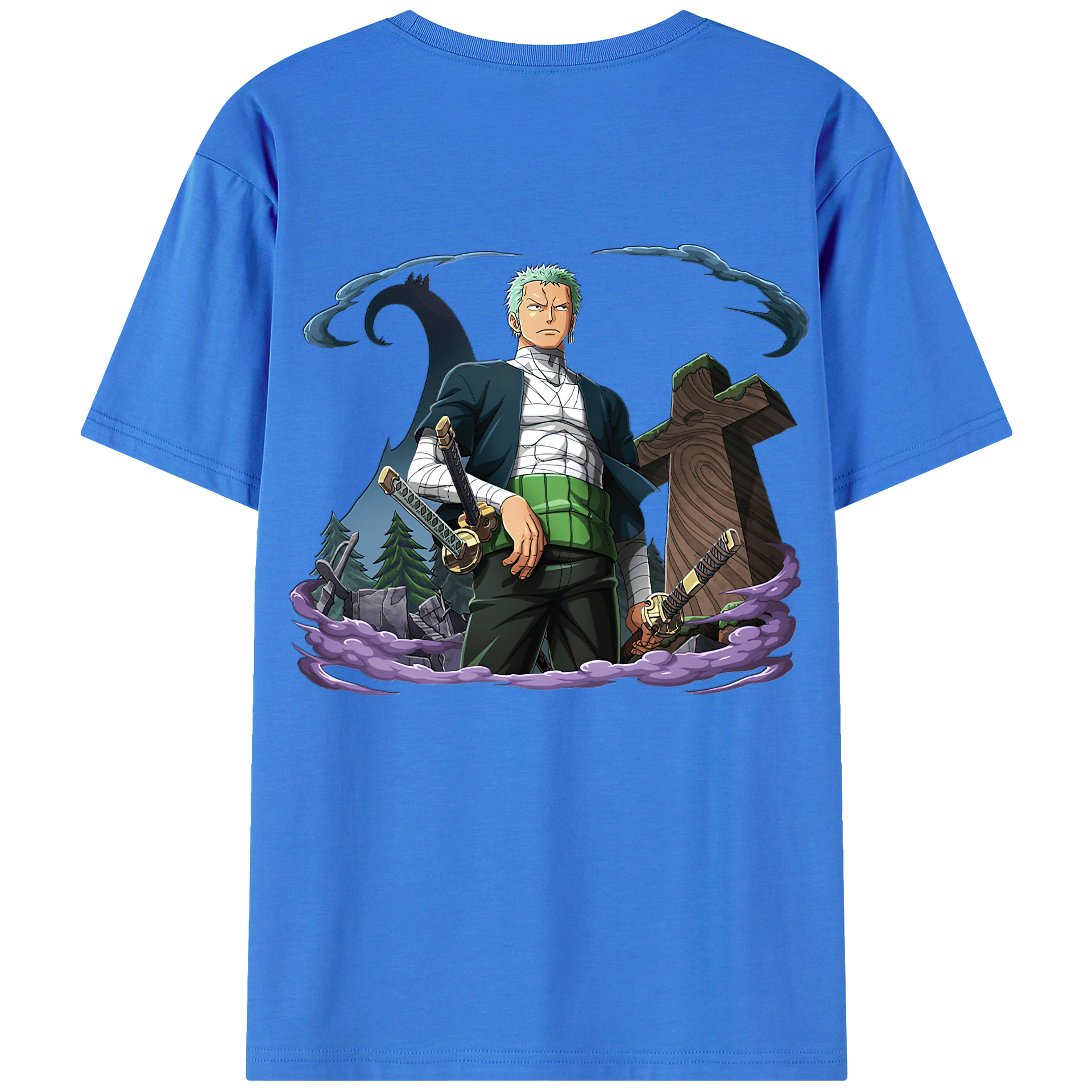 ワンピース ロロノア・ゾロ ONE PIECE Roronoa Zoro 綿100％半袖Tシャツ（背面プリント）